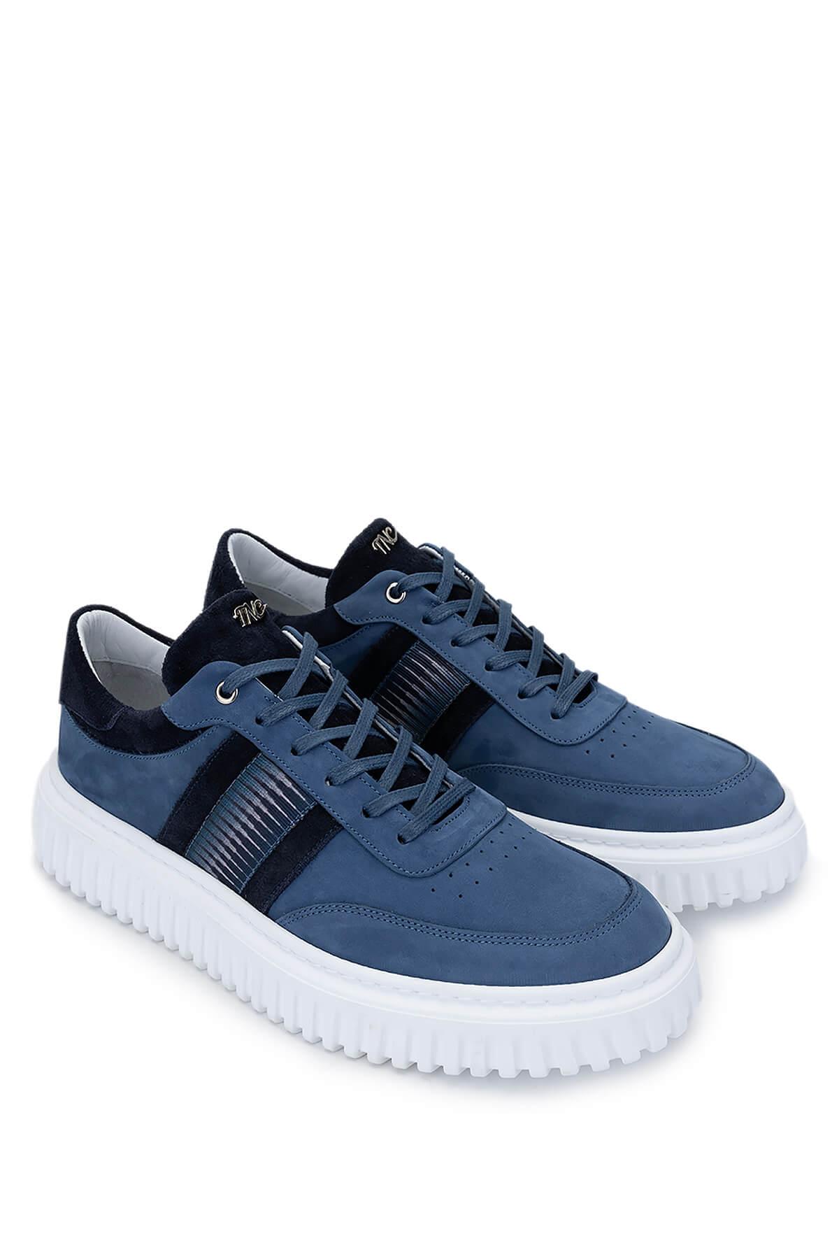 Tamer Tanca Erkek Hakiki Deri Mavi Sneakers & Spor Ayakkabı