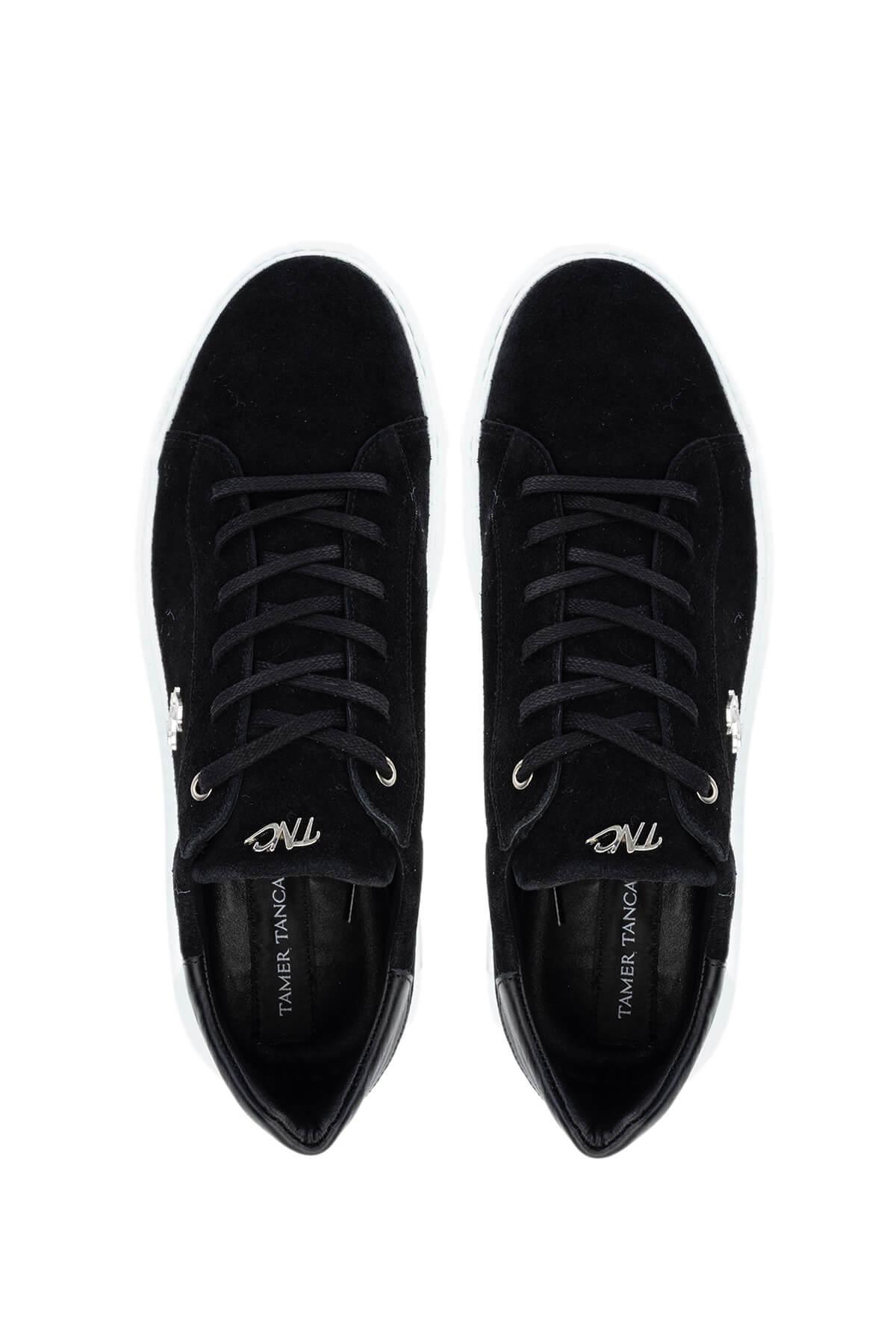 Tamer Tanca Erkek Hakiki Deri Siyah Süet Sneakers & Spor Ayakkabı