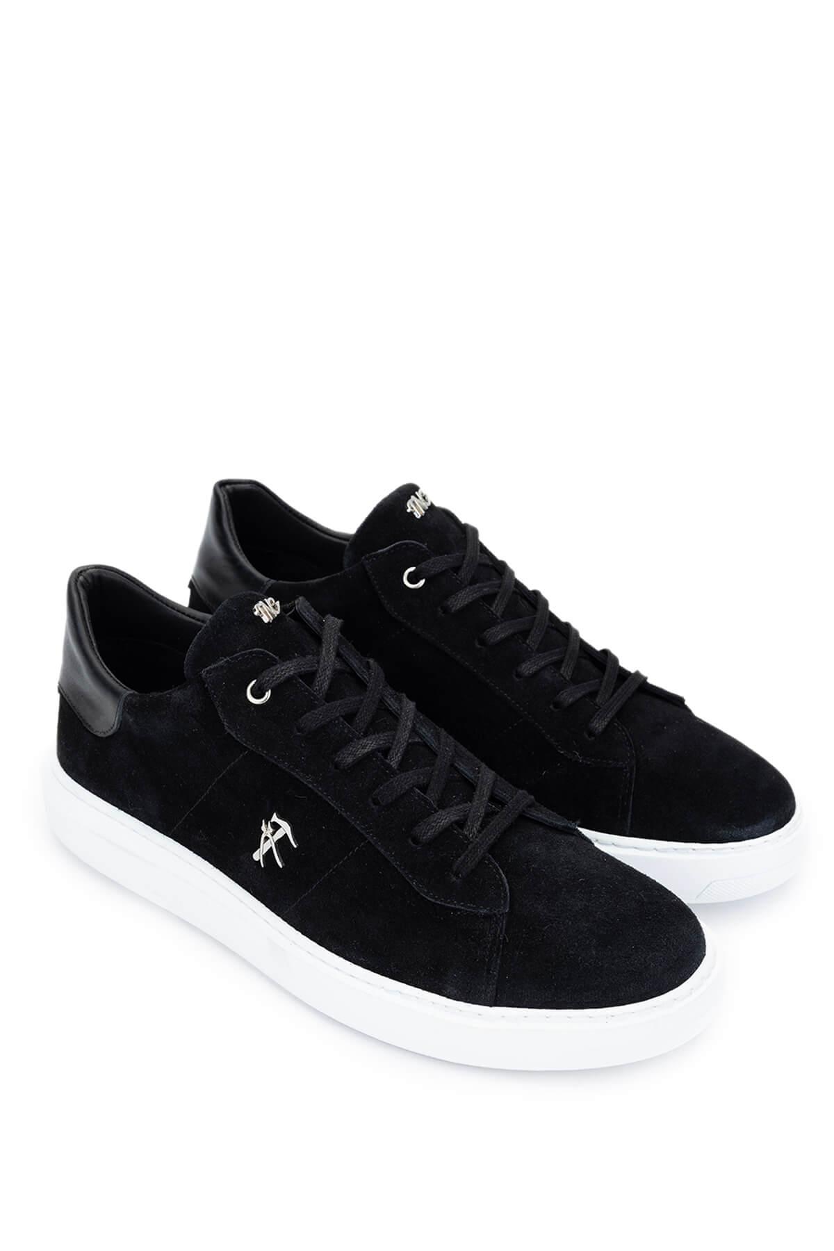 Tamer Tanca Erkek Hakiki Deri Siyah Süet Sneakers & Spor Ayakkabı