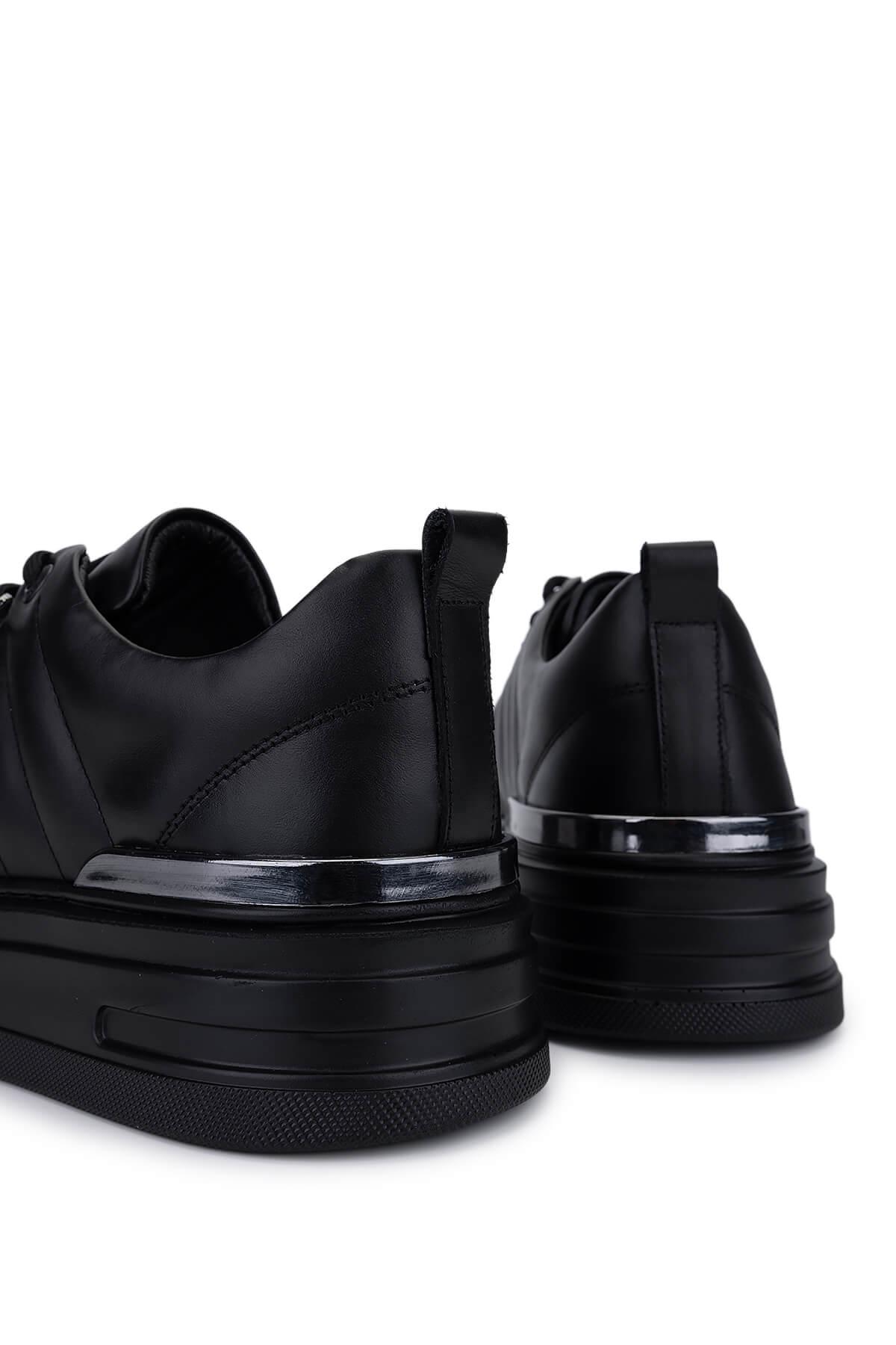 Tamer Tanca Erkek Hakiki Deri Siyah Deri Sneakers & Spor Ayakkabı