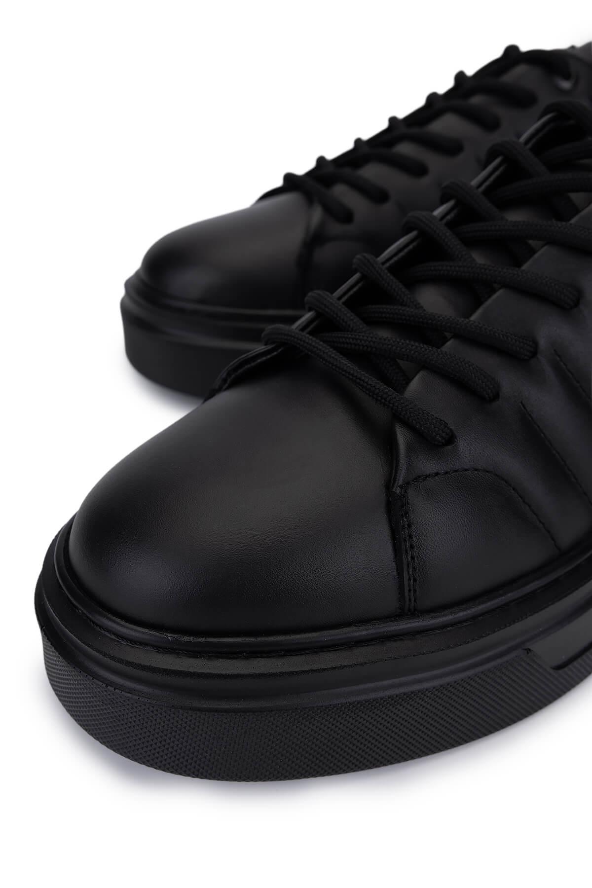 Tamer Tanca Erkek Hakiki Deri Siyah Deri Sneakers & Spor Ayakkabı
