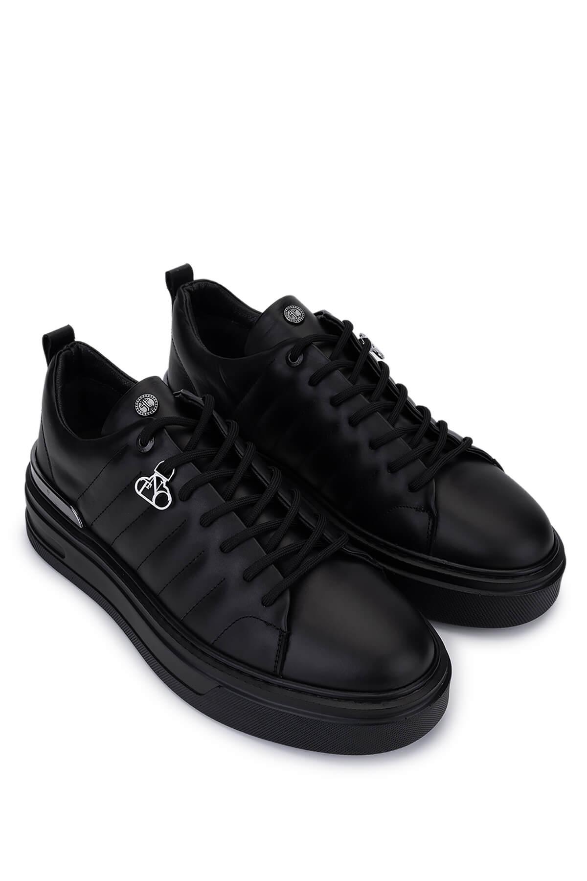 Tamer Tanca Erkek Hakiki Deri Siyah Deri Sneakers & Spor Ayakkabı