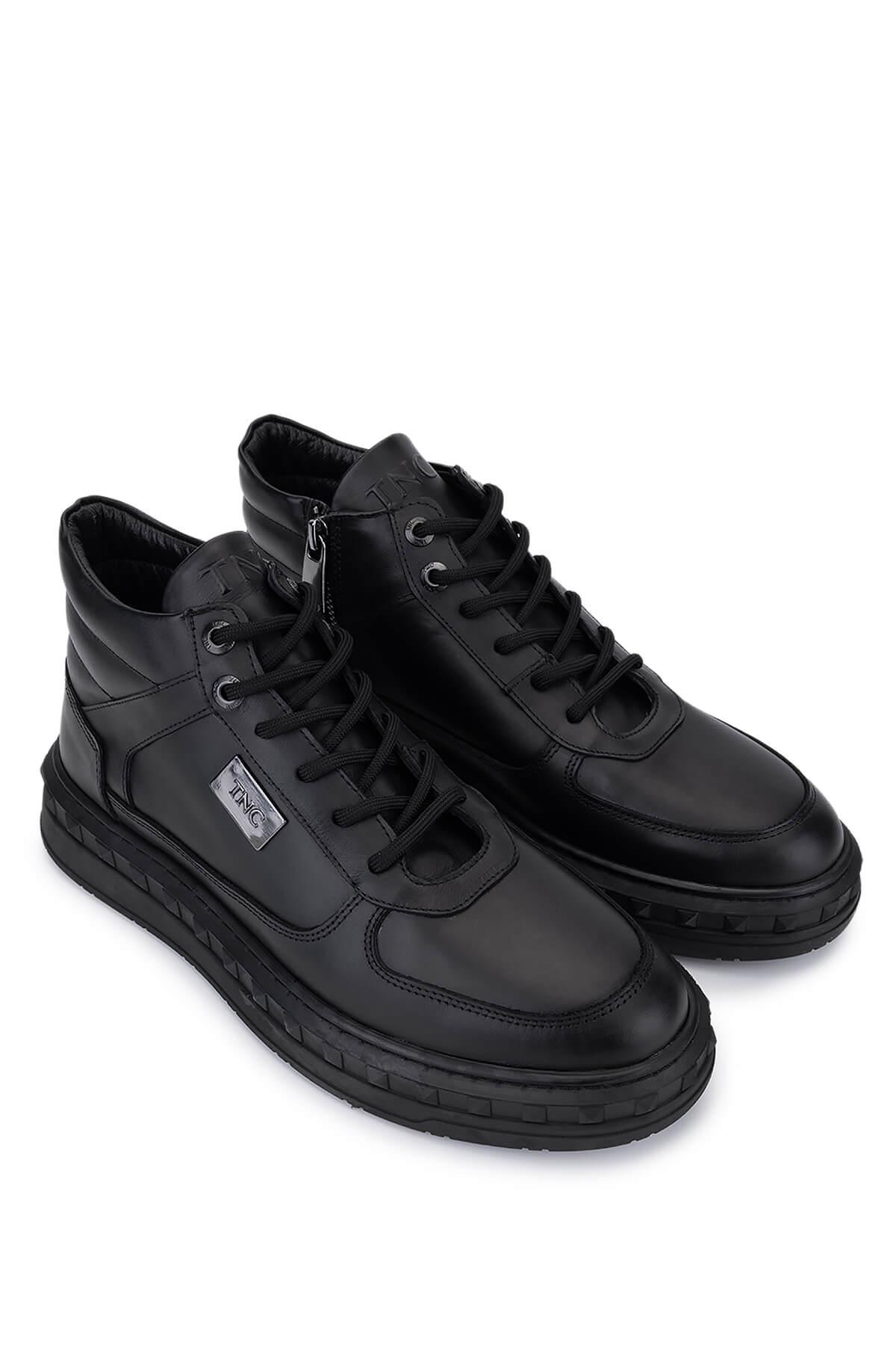 Tamer Tanca Erkek Hakiki Deri Siyah Deri Sneakers & Spor Bot