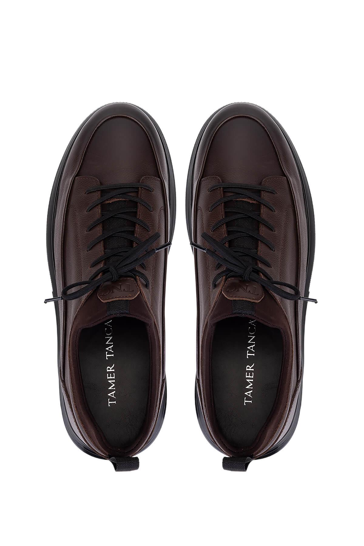 Tamer Tanca Erkek Hakiki Deri Kahverengi Sneakers & Spor Ayakkabı