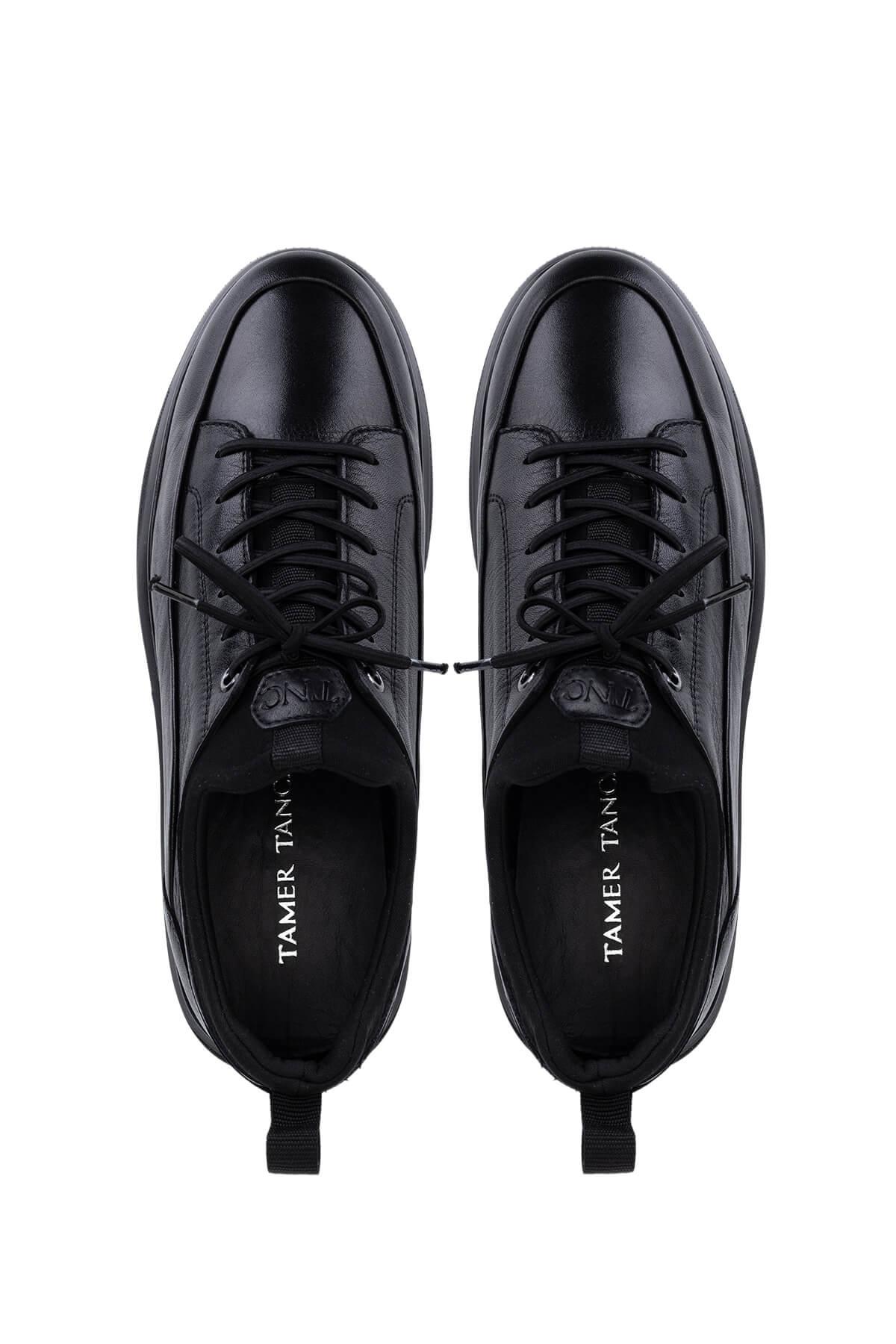 Tamer Tanca Erkek Hakiki Deri Siyah Analin Sneakers & Spor Ayakkabı