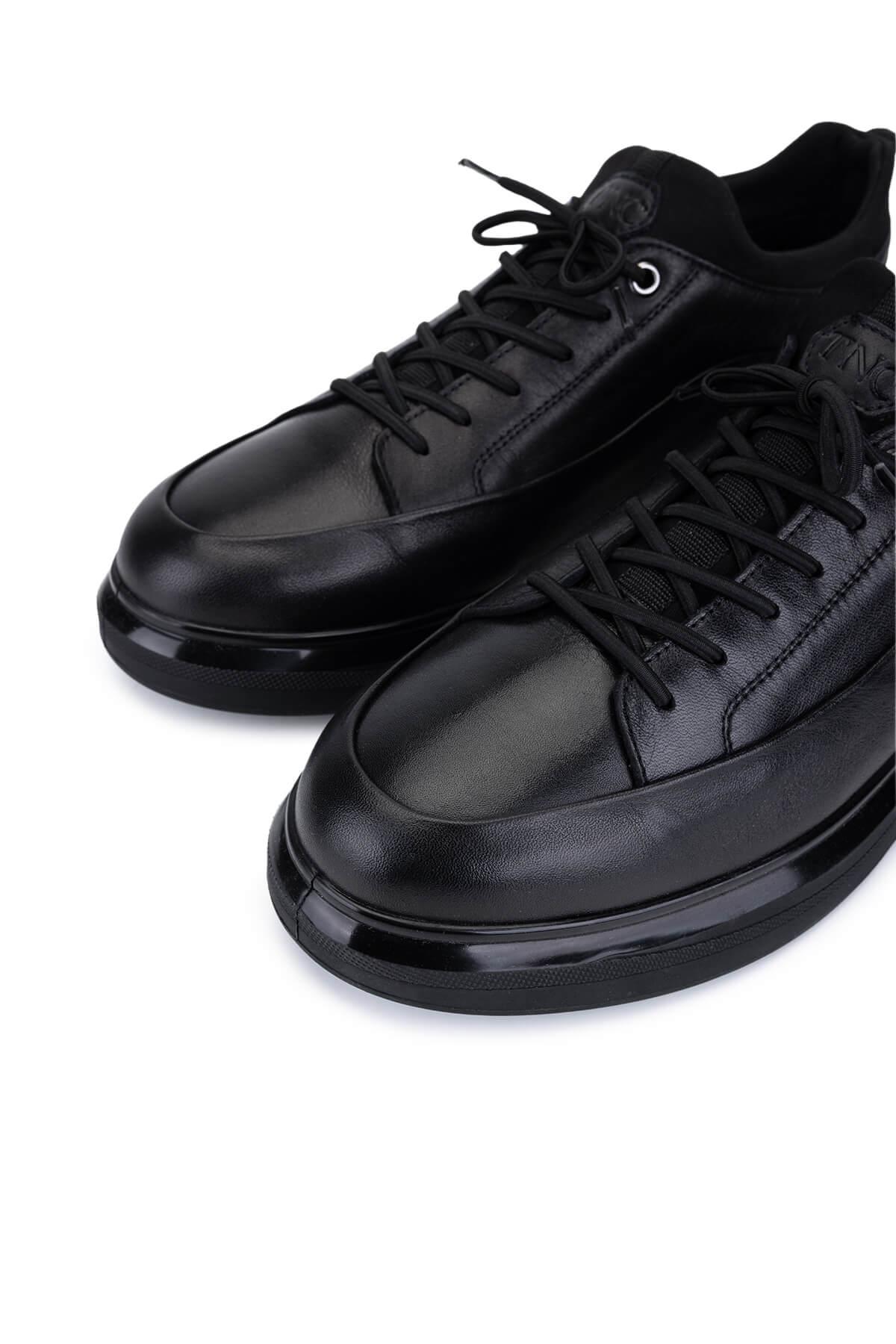 Tamer Tanca Erkek Hakiki Deri Siyah Analin Sneakers & Spor Ayakkabı