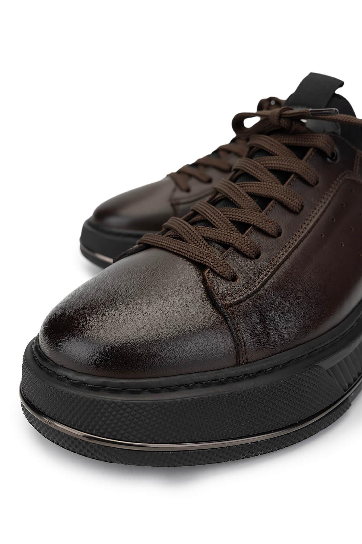 Tamer Tanca Erkek Hakiki Deri Kahverengi Sneakers & Spor Ayakkabı