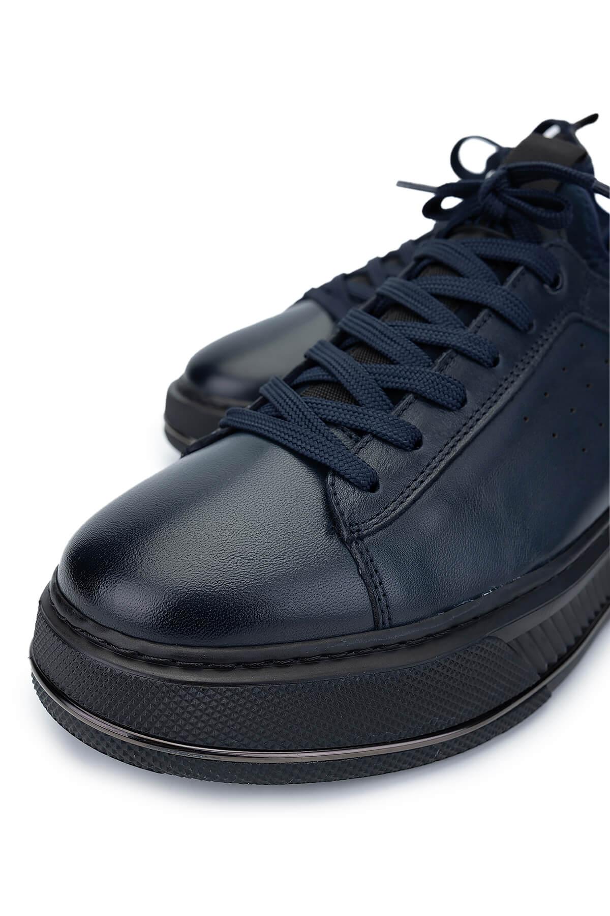 Tamer Tanca Erkek Hakiki Deri Lacivert Sneakers & Spor Ayakkabı