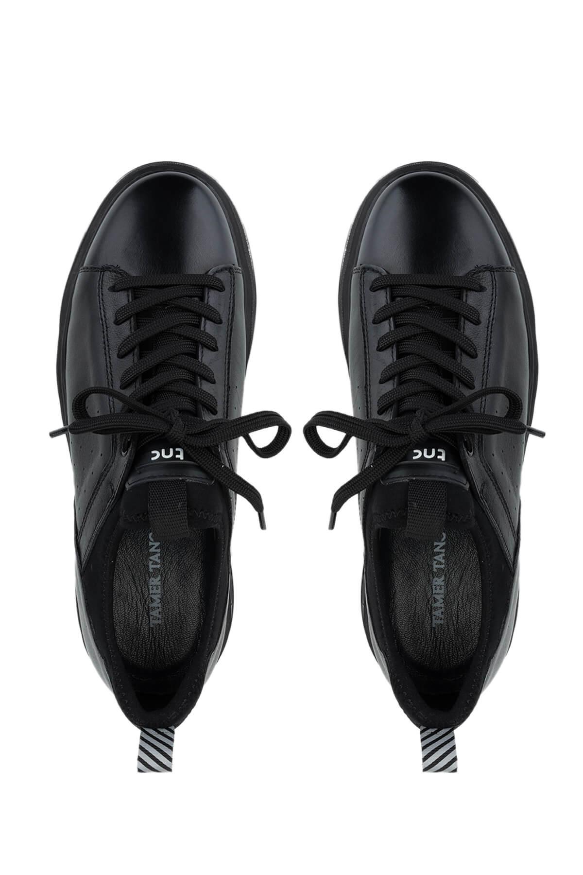 Tamer Tanca Erkek Hakiki Deri Siyah Analin Sneakers & Spor Ayakkabı