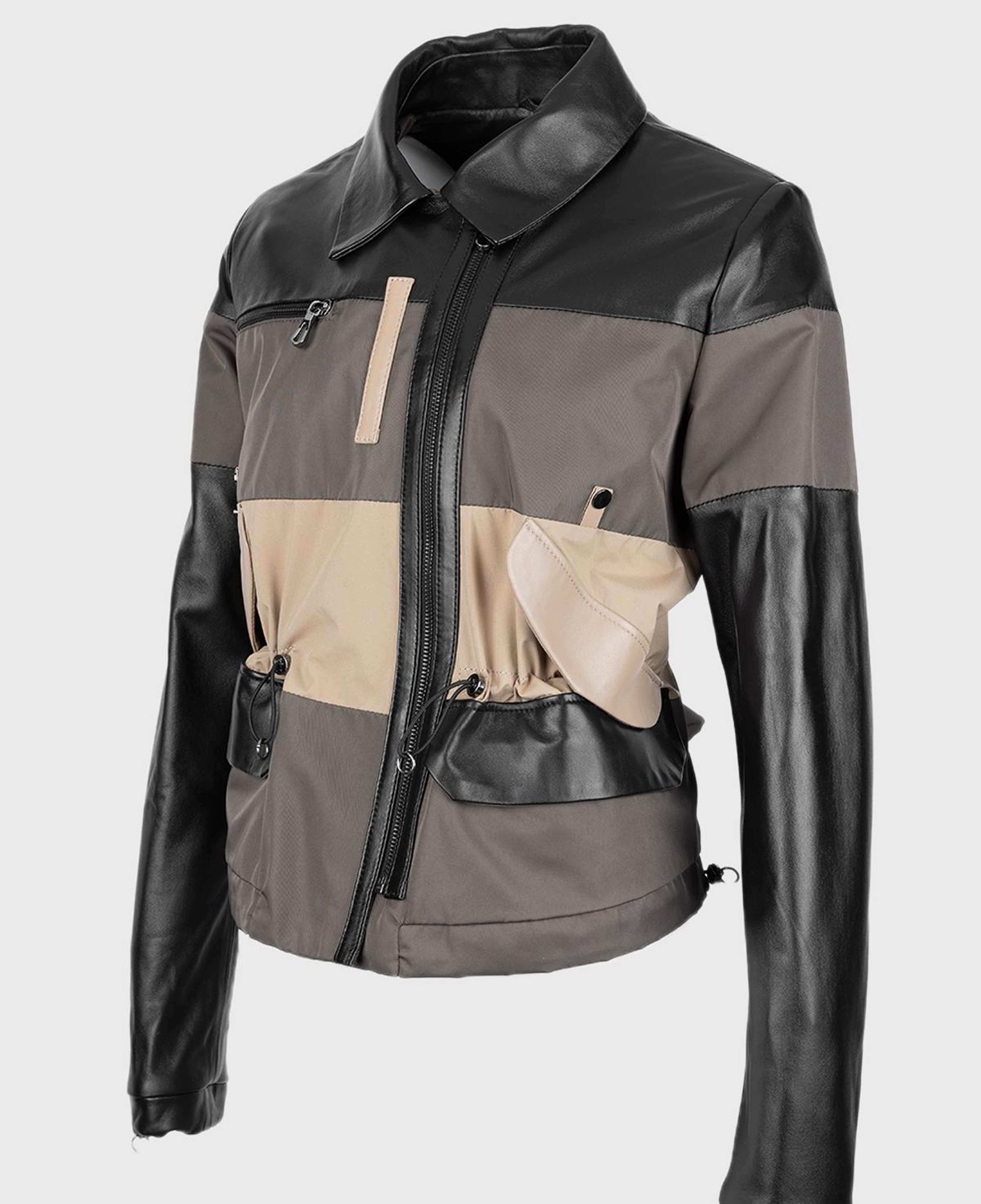 Valmenti Kadın Deri & Tekstil Siyah Mont