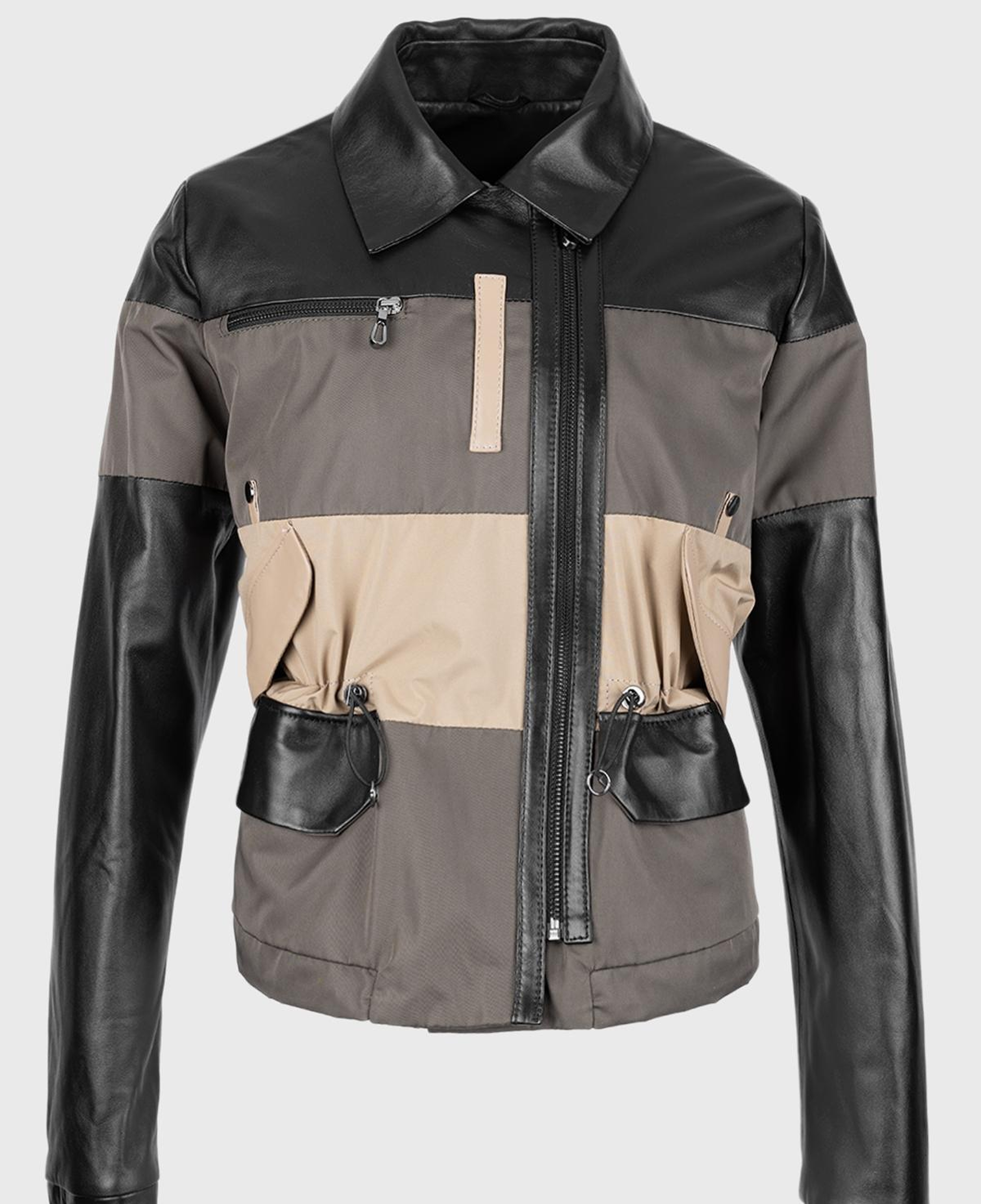 Valmenti Kadın Deri & Tekstil Siyah Mont