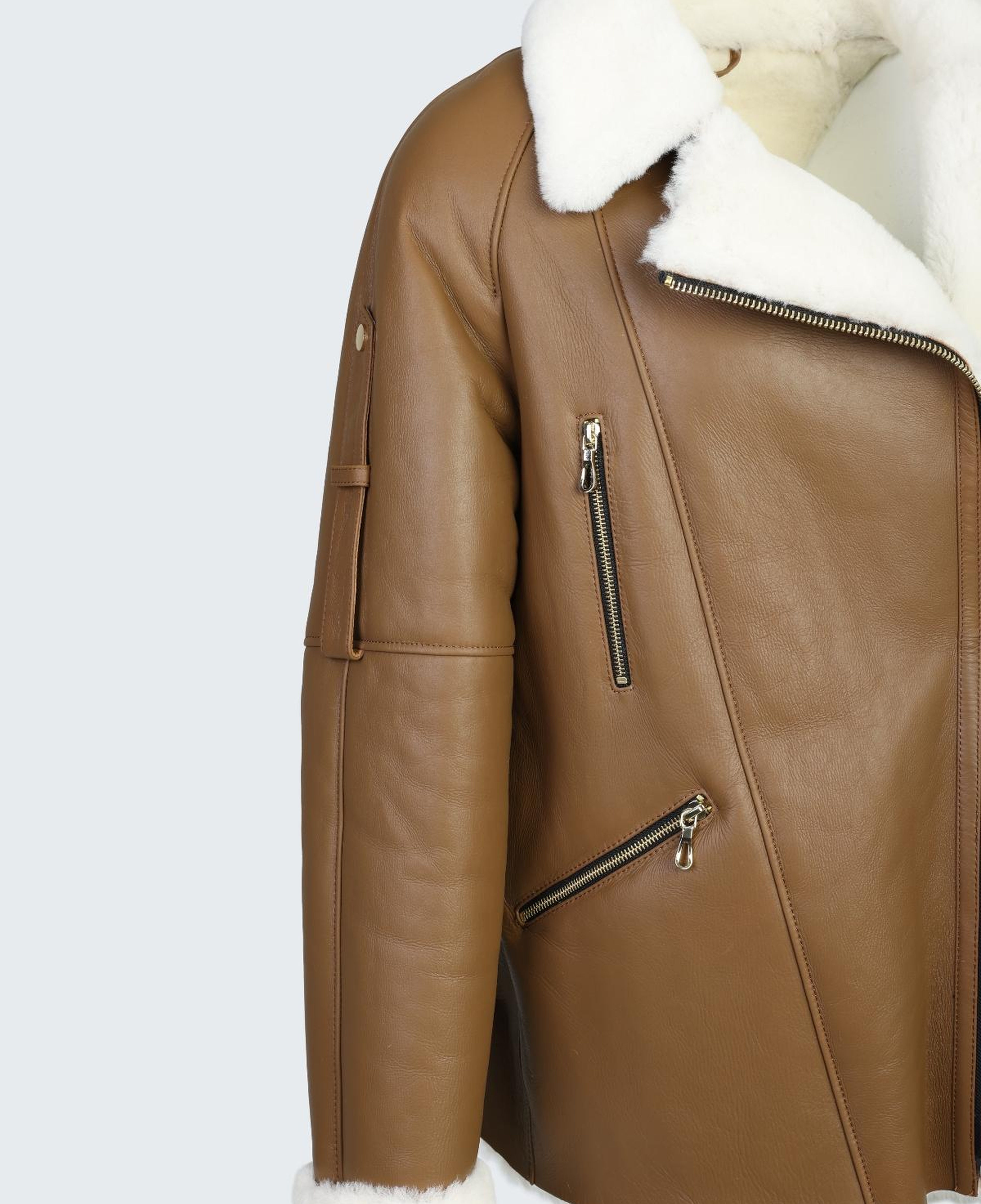 Valmenti Kadın Hakiki Deri Taba Mont