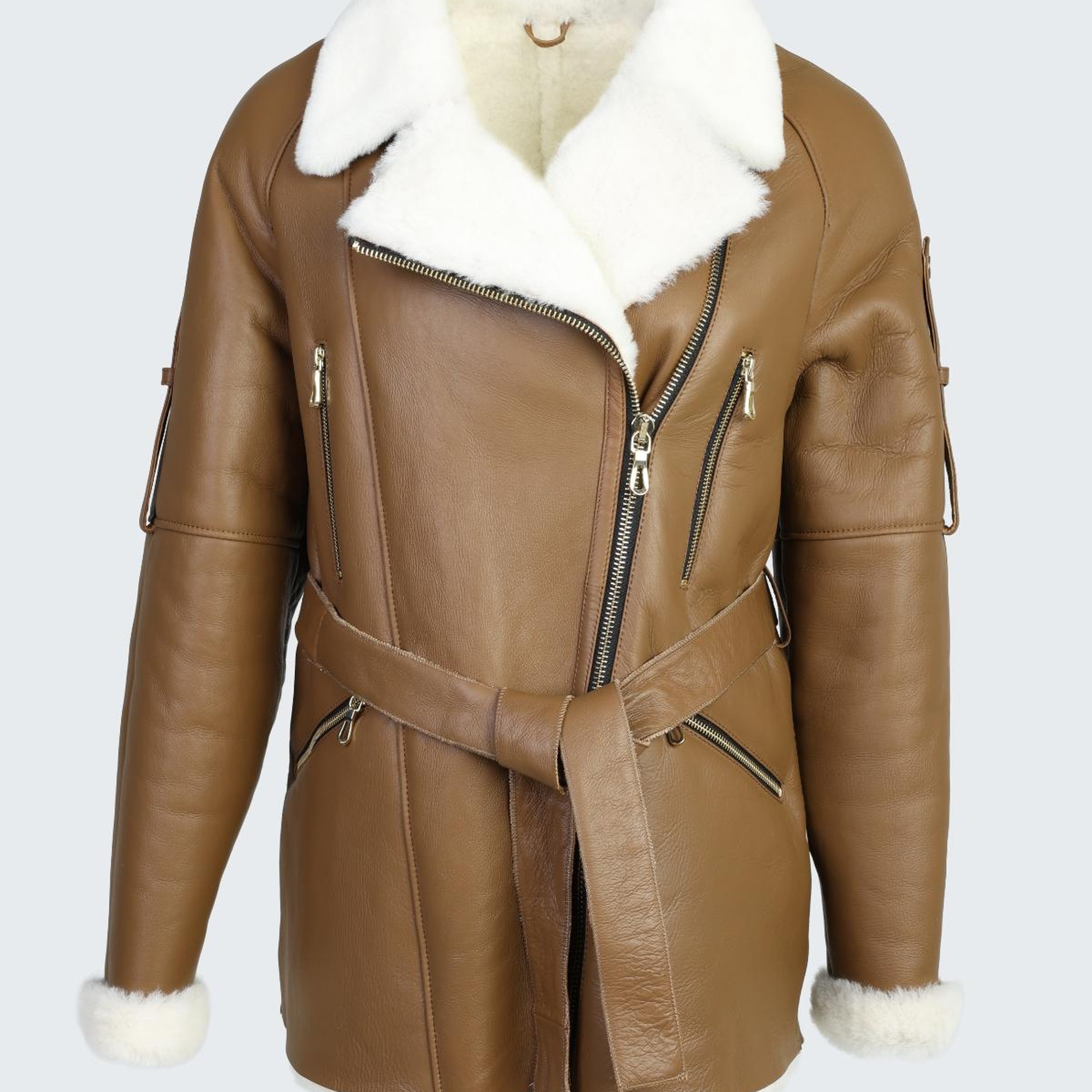 Valmenti Kadın Hakiki Deri Taba Mont