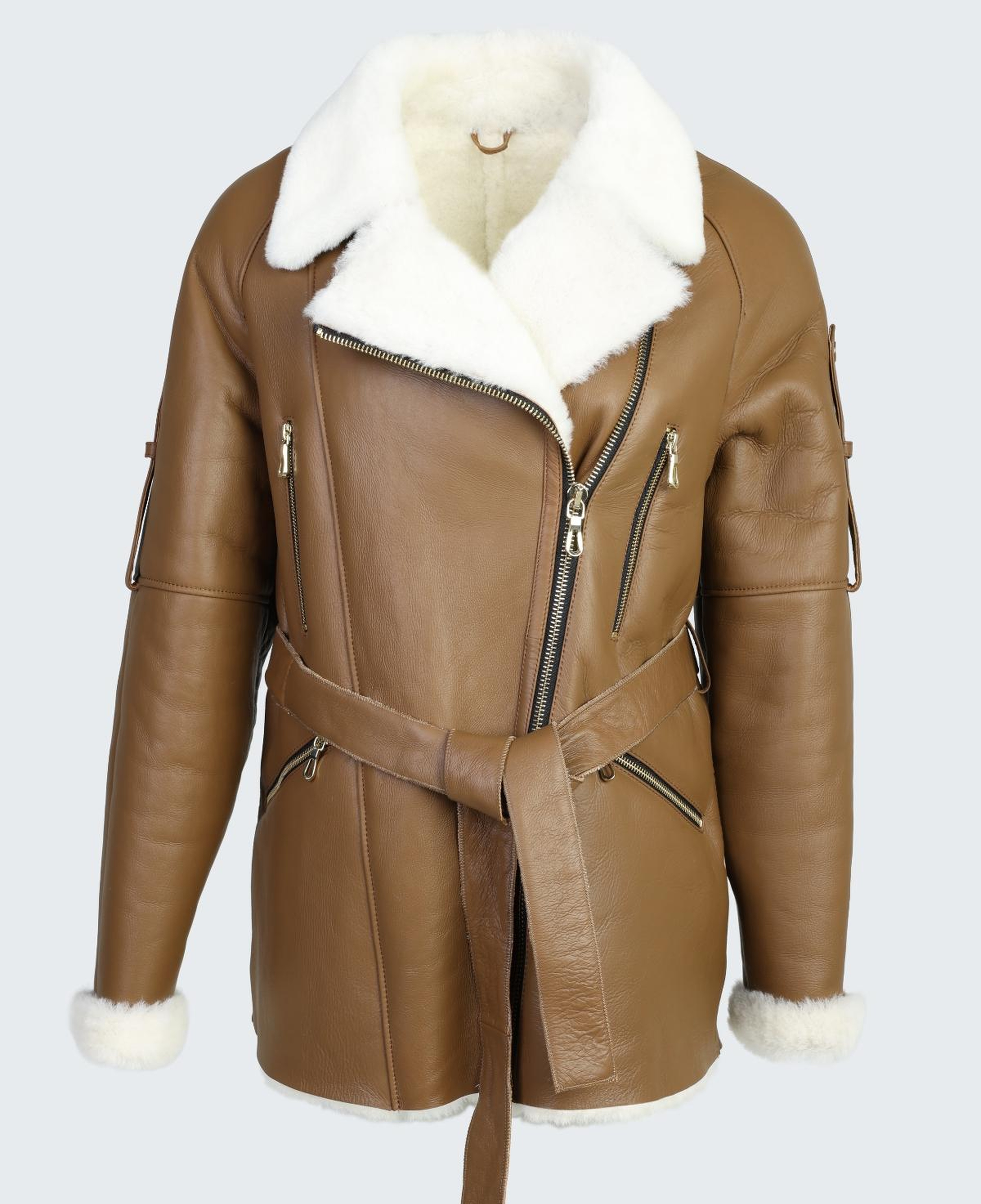 Valmenti Kadın Hakiki Deri Taba Mont