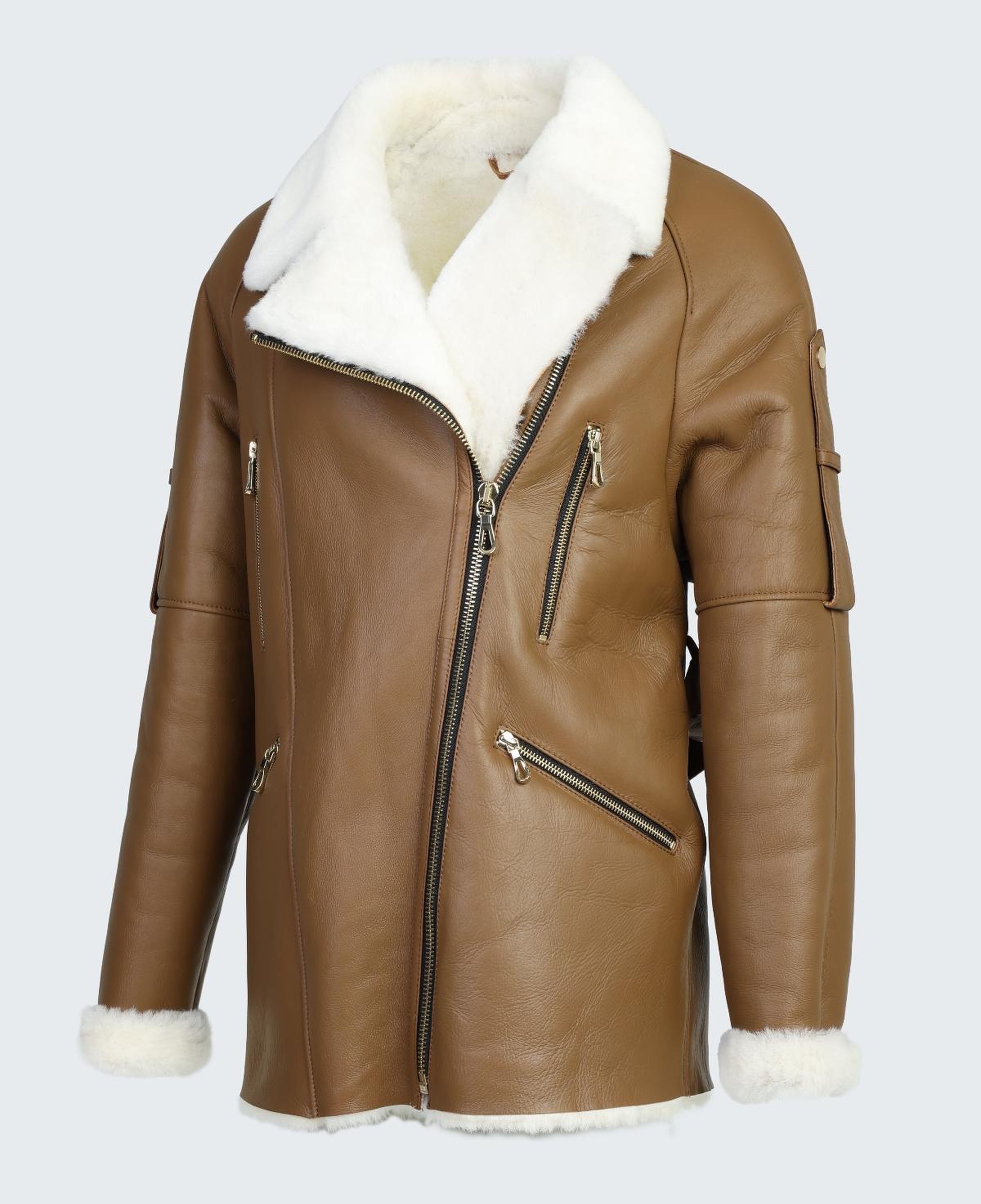 Valmenti Kadın Hakiki Deri Taba Mont