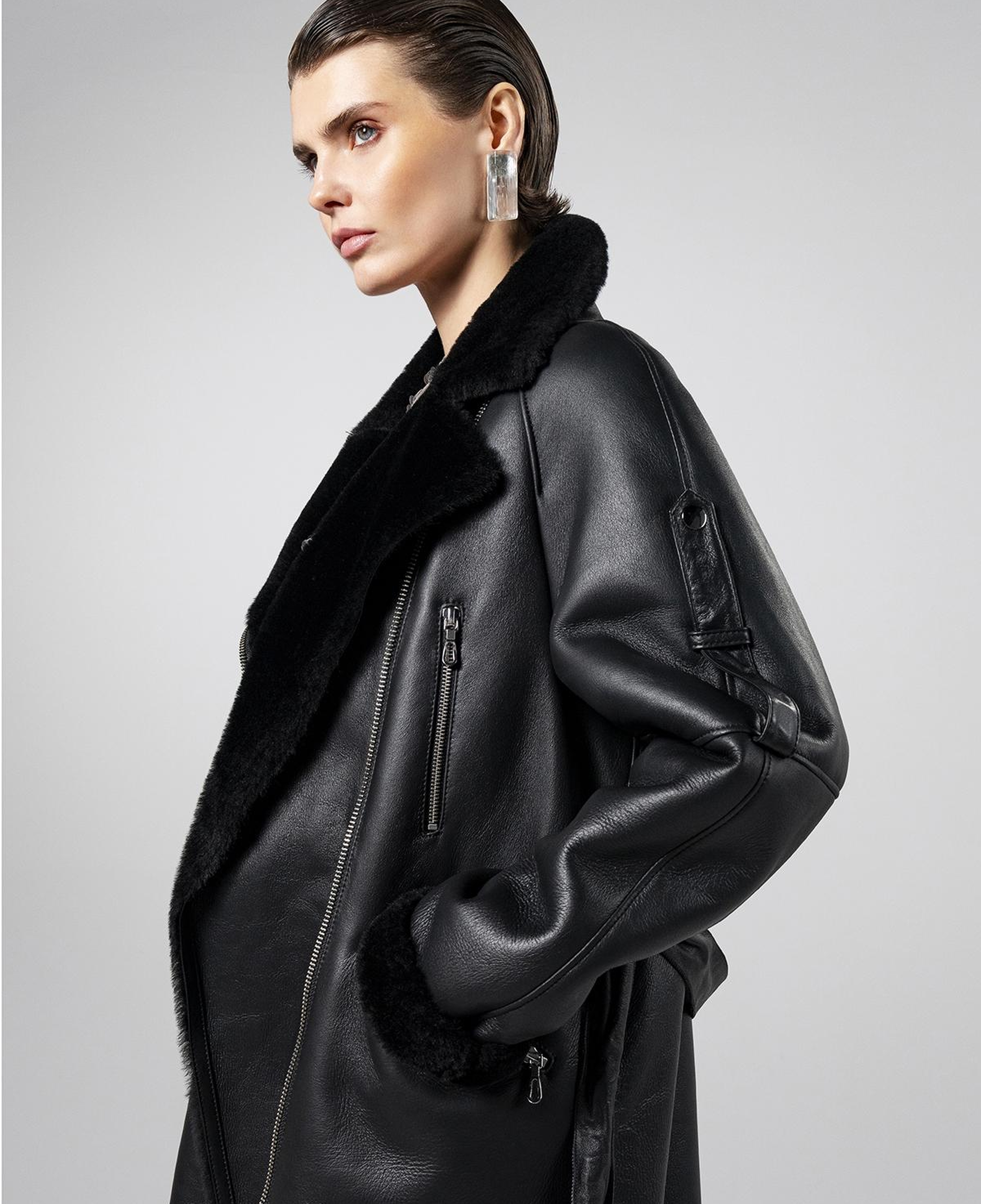 Valmenti Kadın Hakiki Deri Siyah Mont