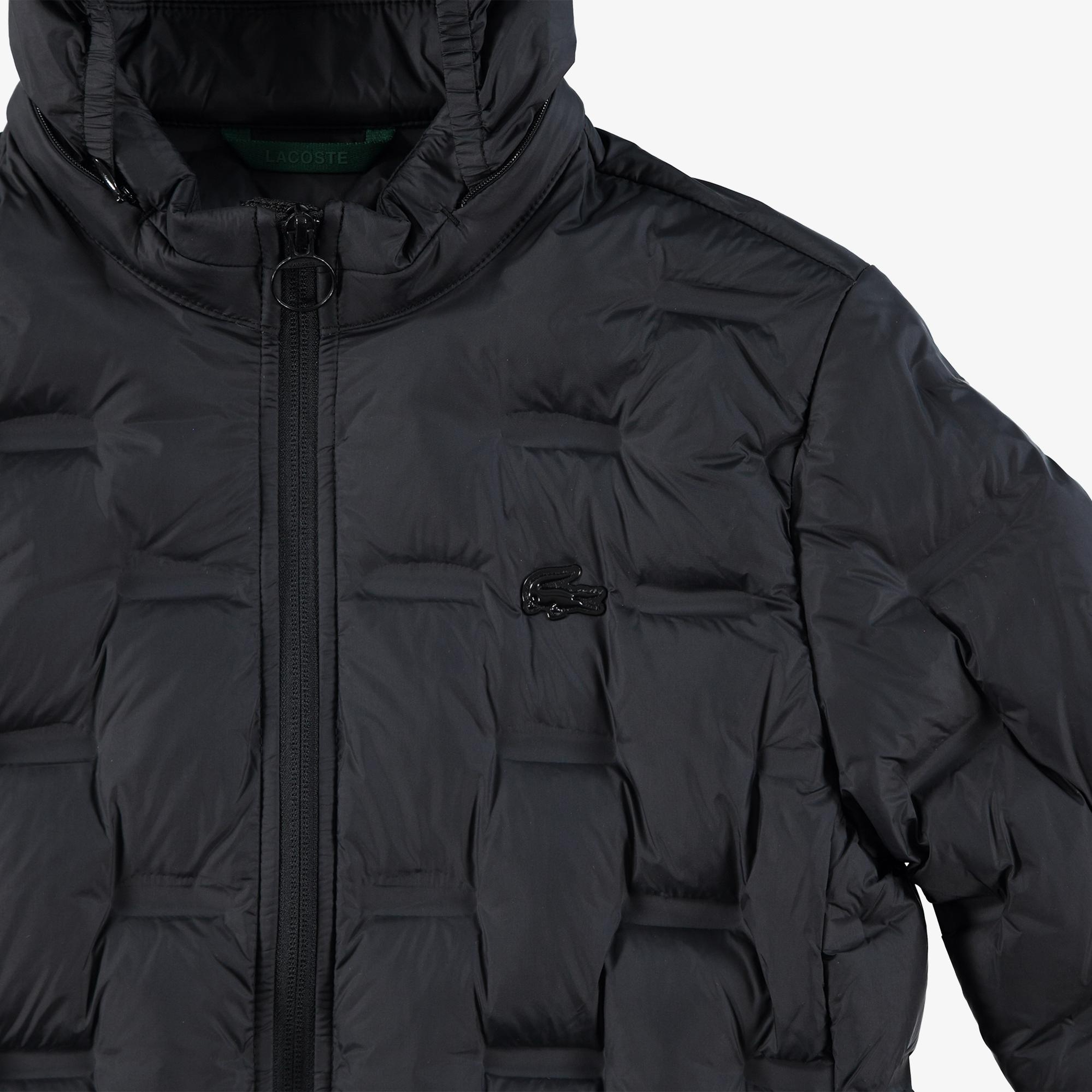 Lacoste Kadın Regular Fit Kapüşonlu Kapitone Siyah Mont