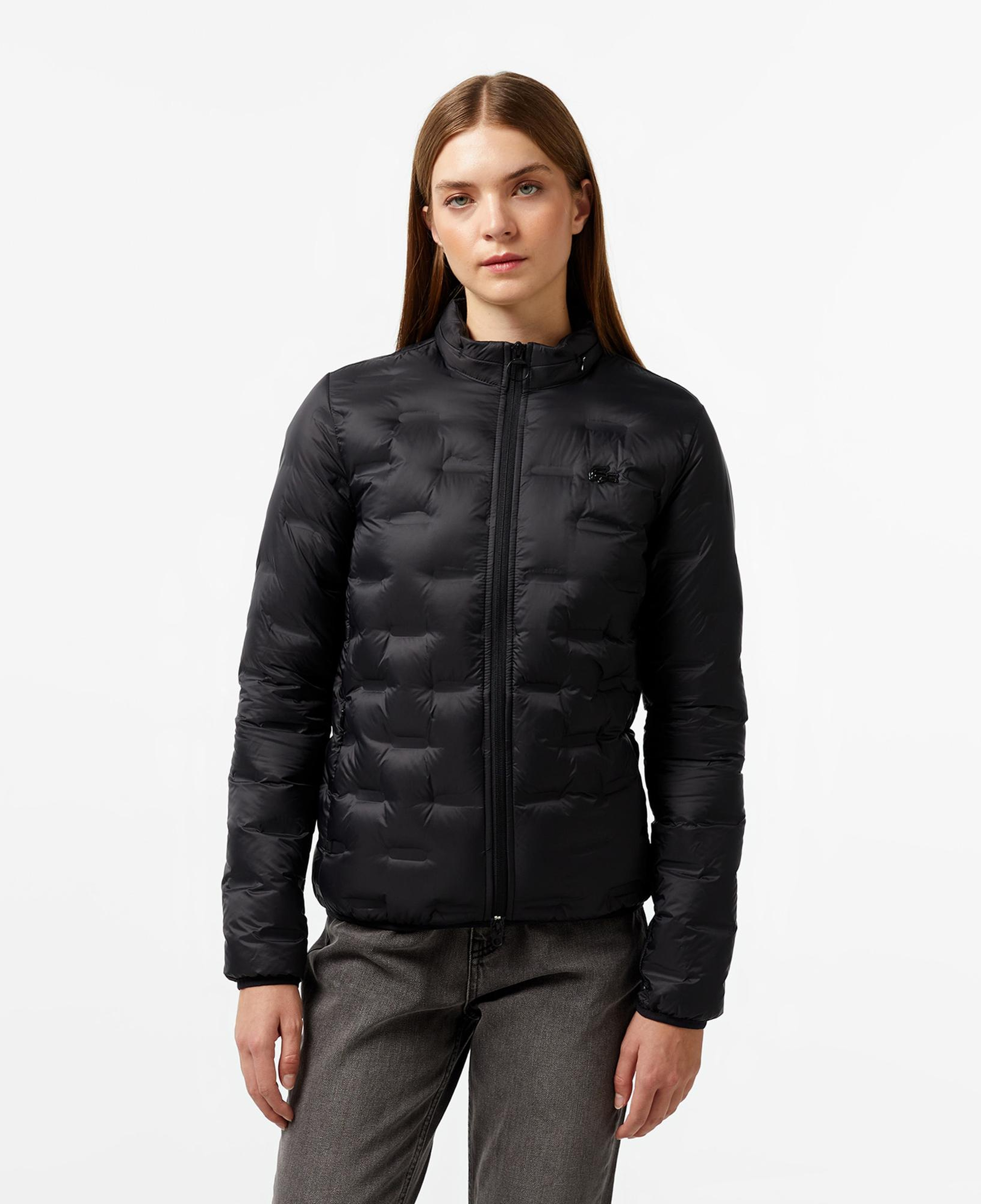 Lacoste Kadın Regular Fit Kapüşonlu Kapitone Siyah Mont