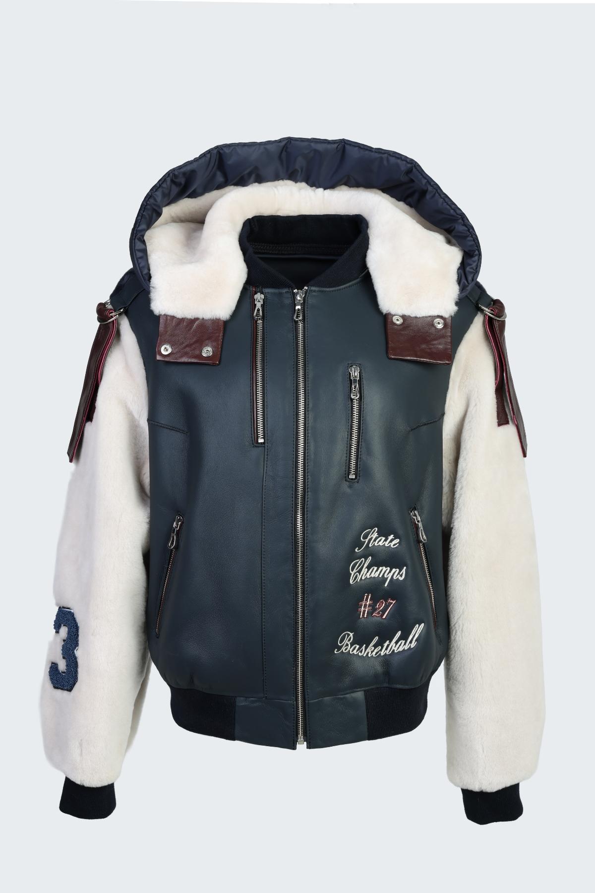 Valmenti Kadın DERI/KURK Lacivert Mont