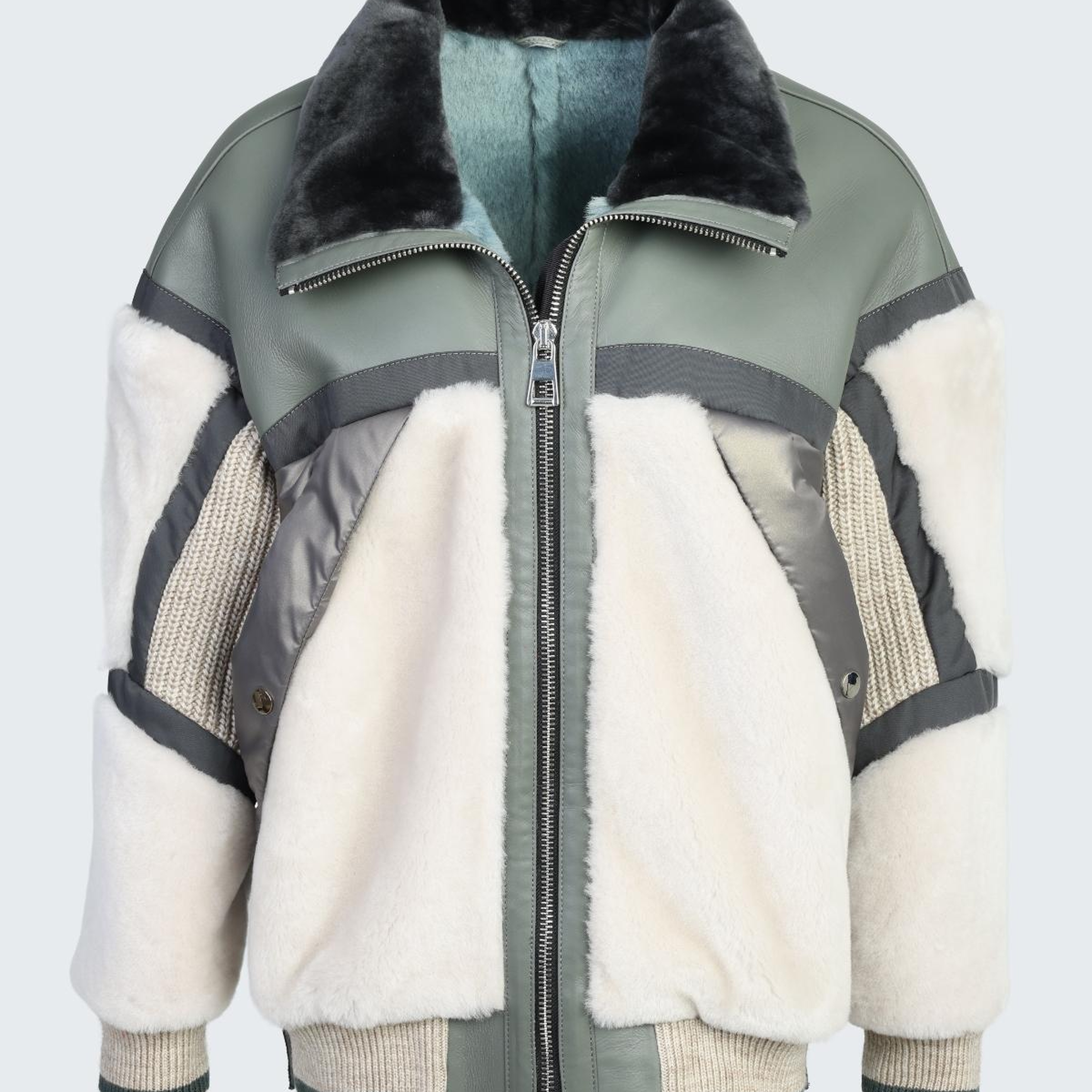 Valmenti Kadın DERI/KURK Yeşil Mont