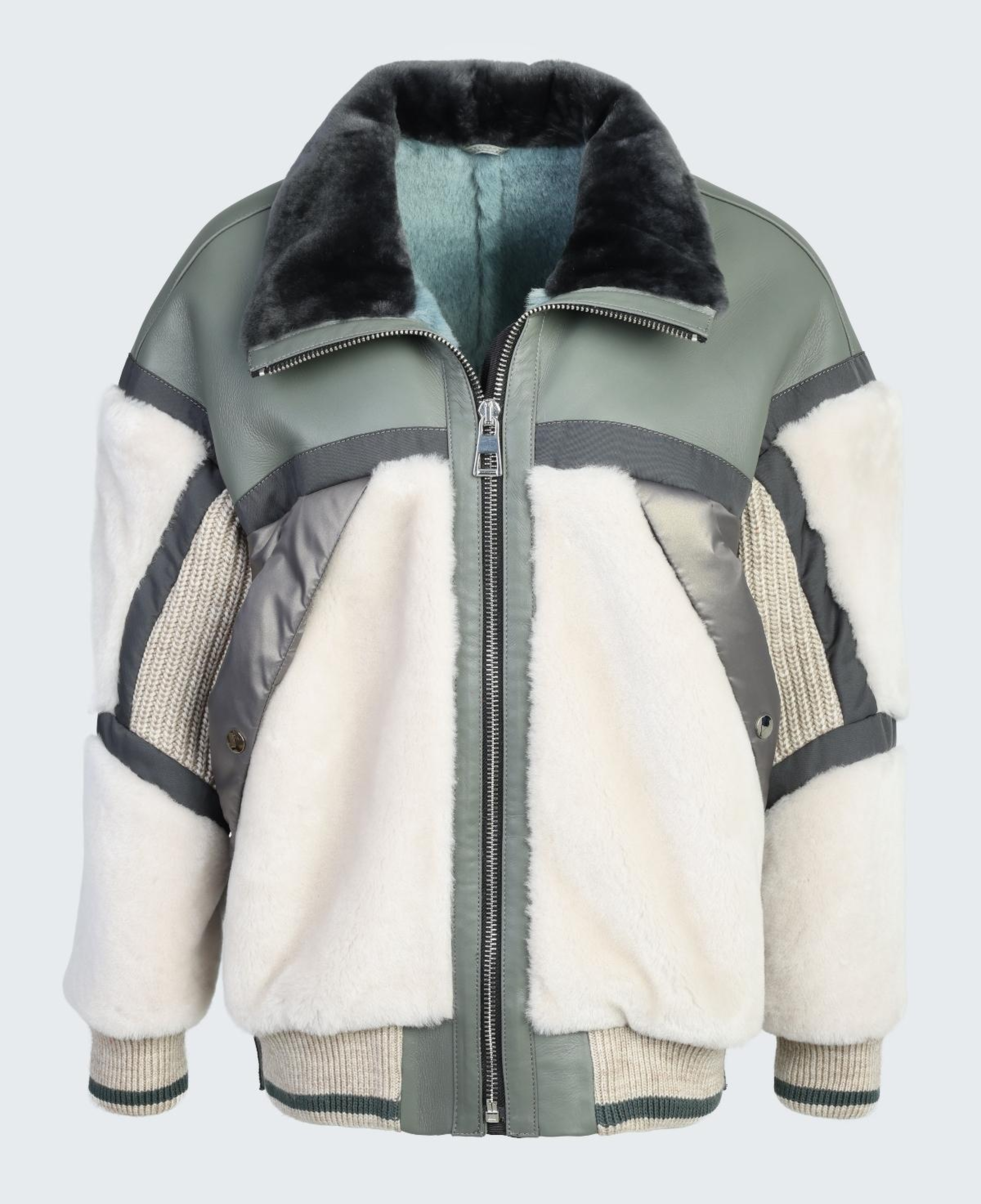 Valmenti Kadın DERI/KURK Yeşil Mont