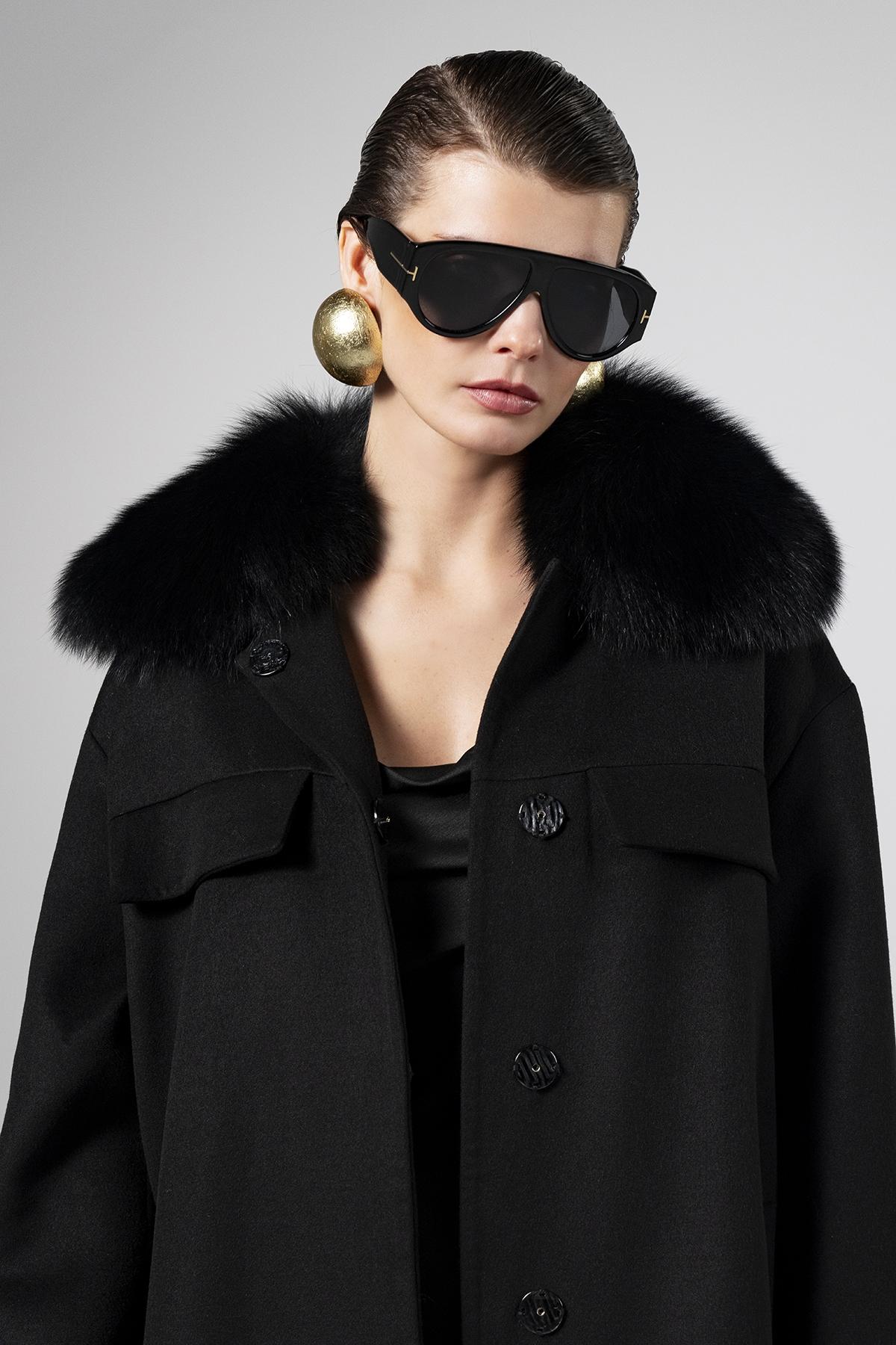 Valmenti Kadın Kürk/Deri/Kumaş Siyah Mont