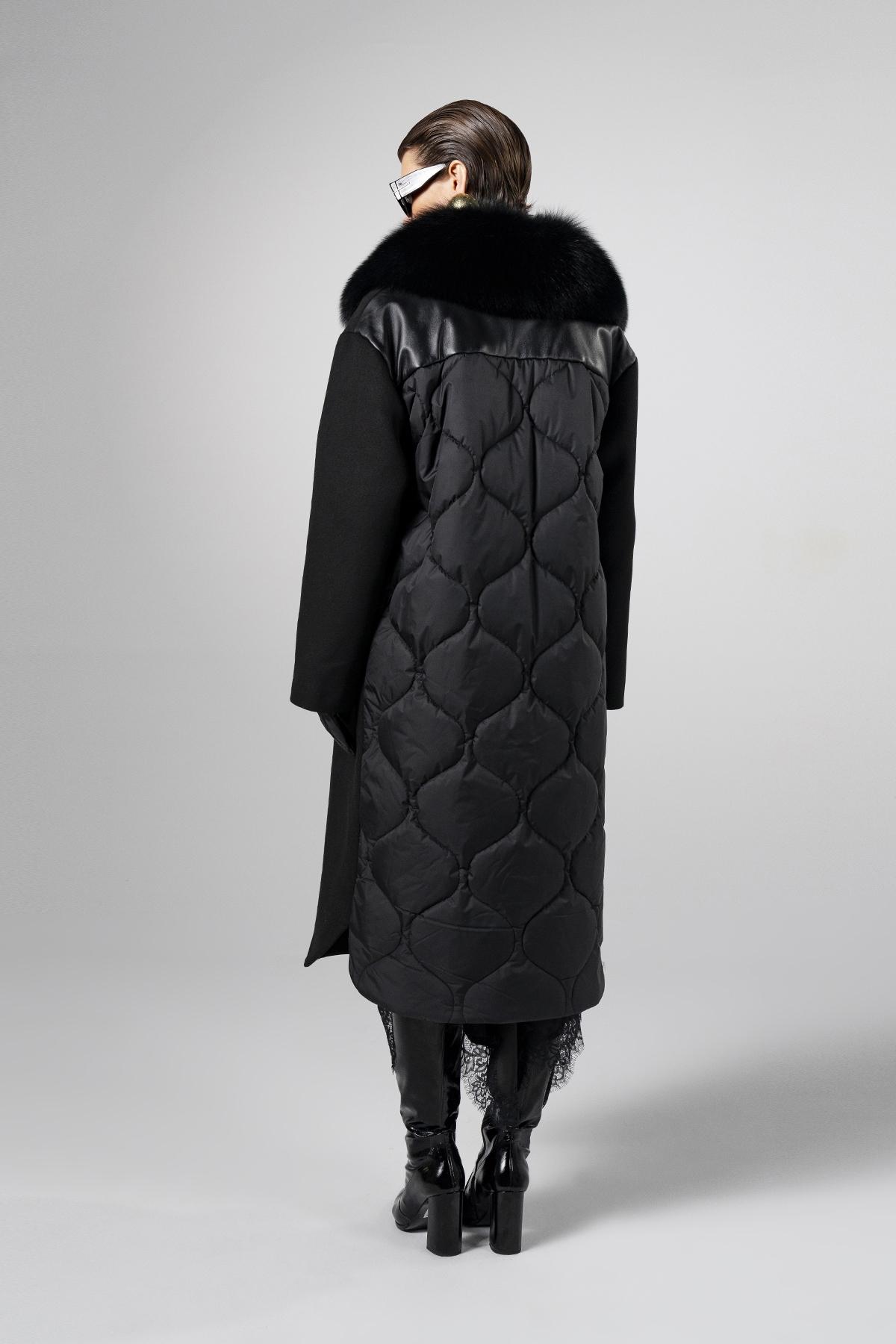 Valmenti Kadın Kürk/Deri/Kumaş Siyah Mont