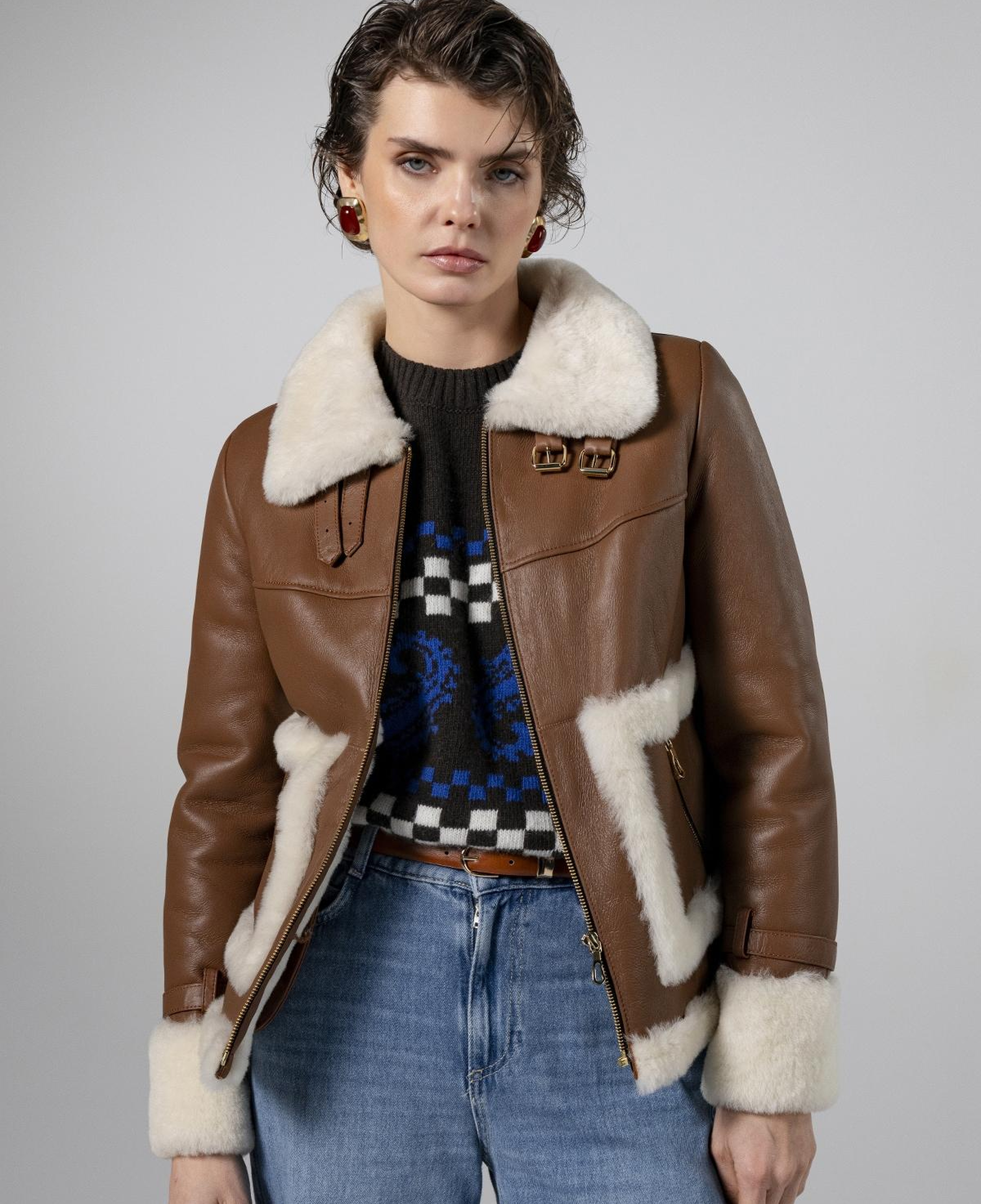 Valmenti Kadın Hakiki Deri Taba Mont