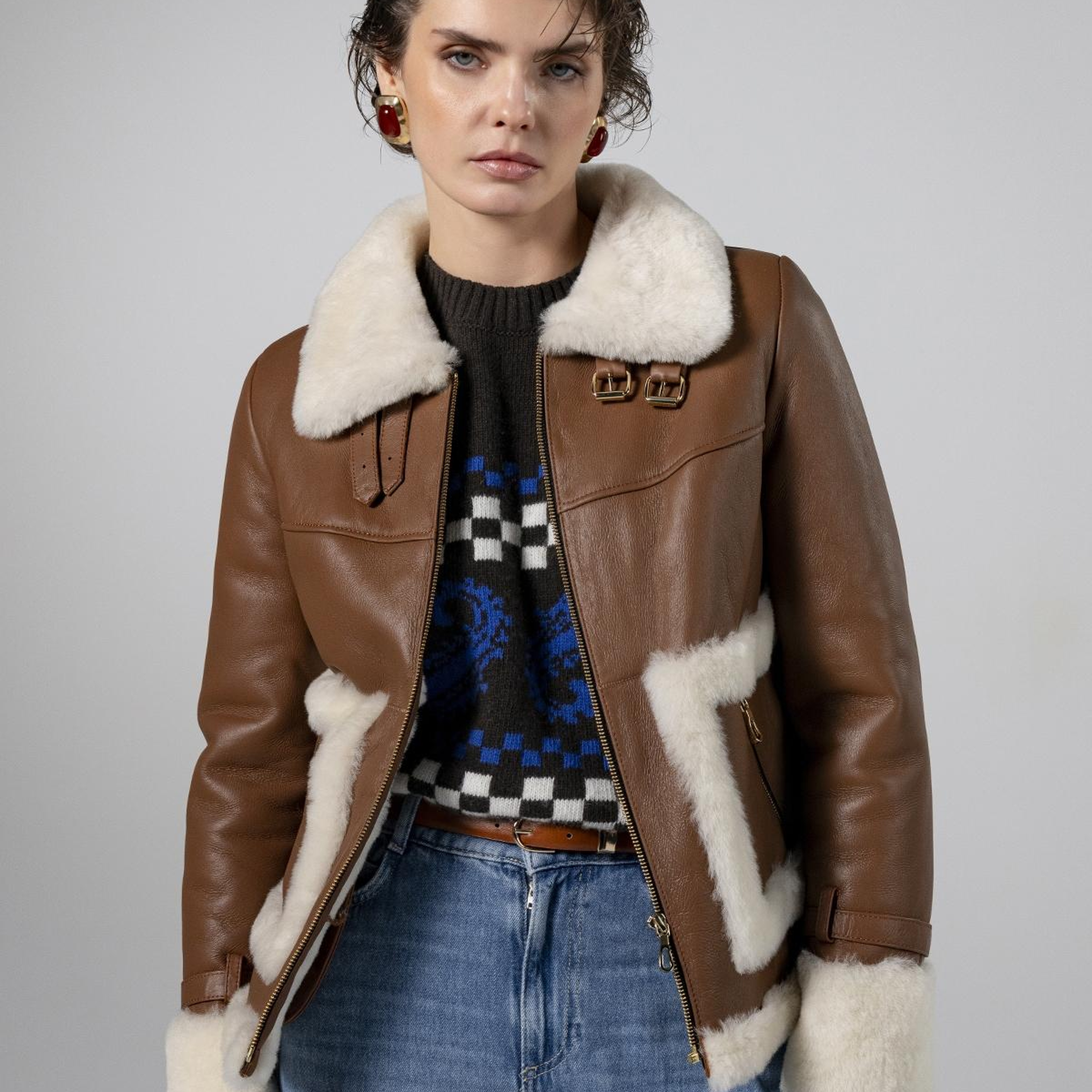 Valmenti Kadın Hakiki Deri Taba Mont