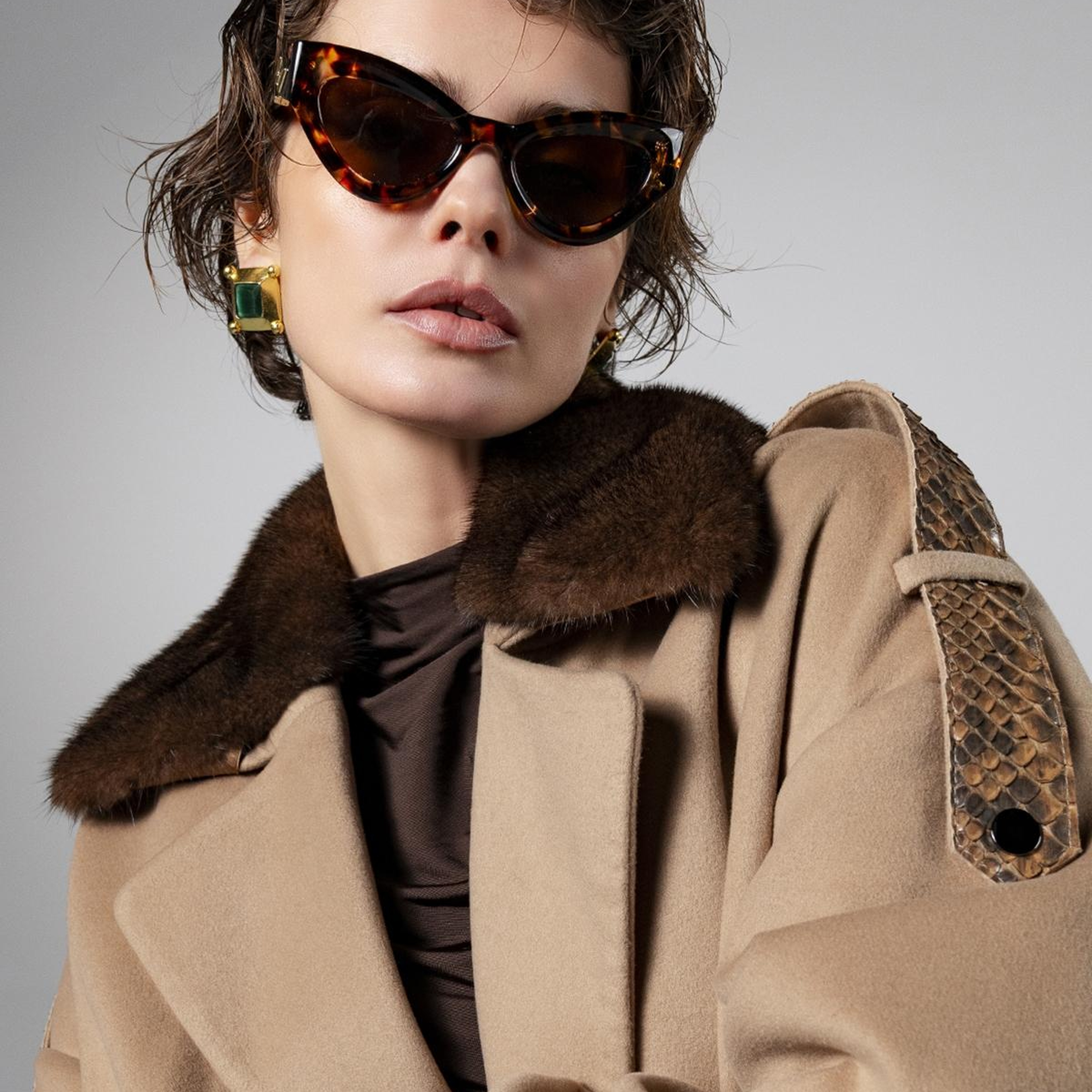 Valmenti Kadın Kumaş/Piton/Kürk Bej Mont