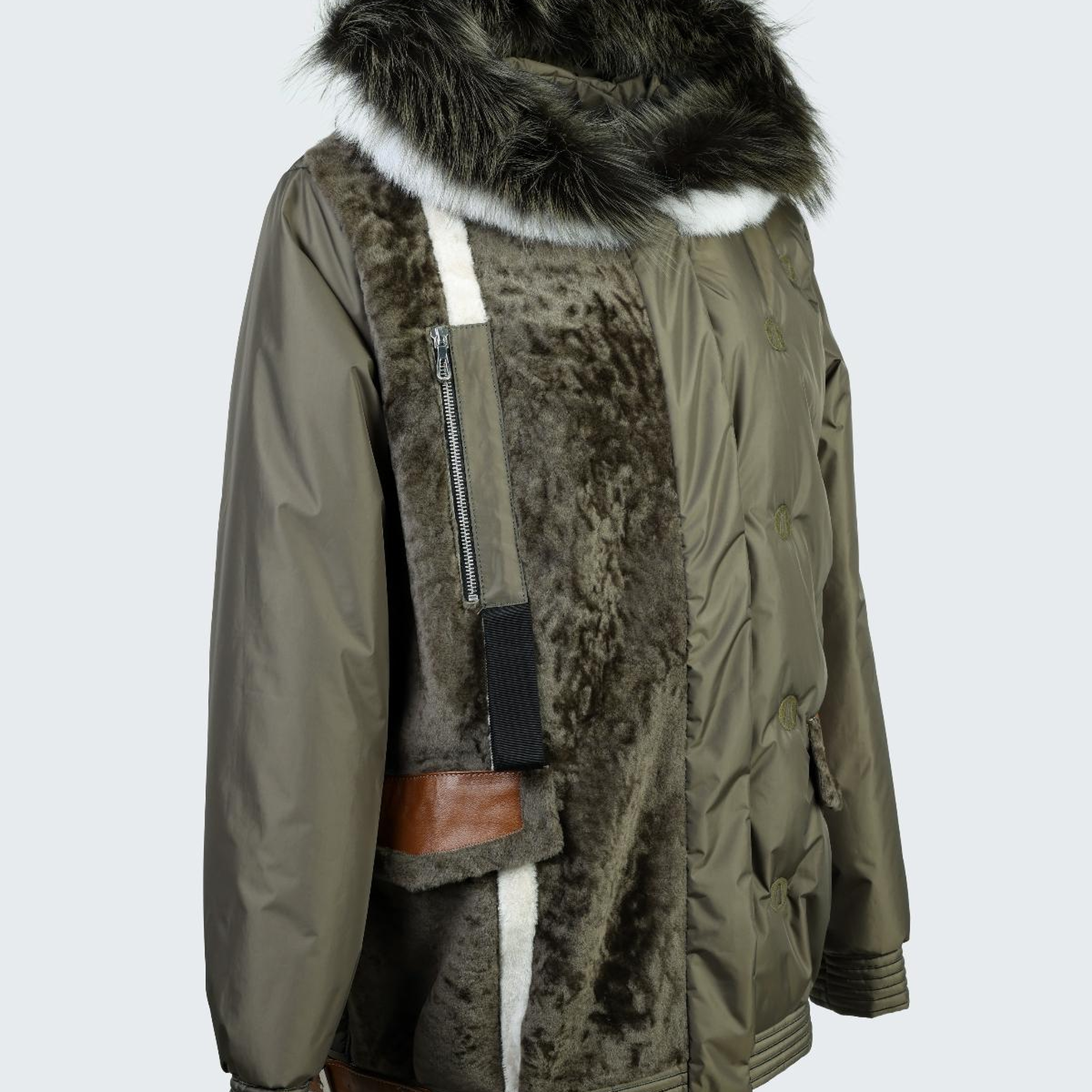 Valmenti Kadın Kürk/Deri/Kumaş Haki Mont