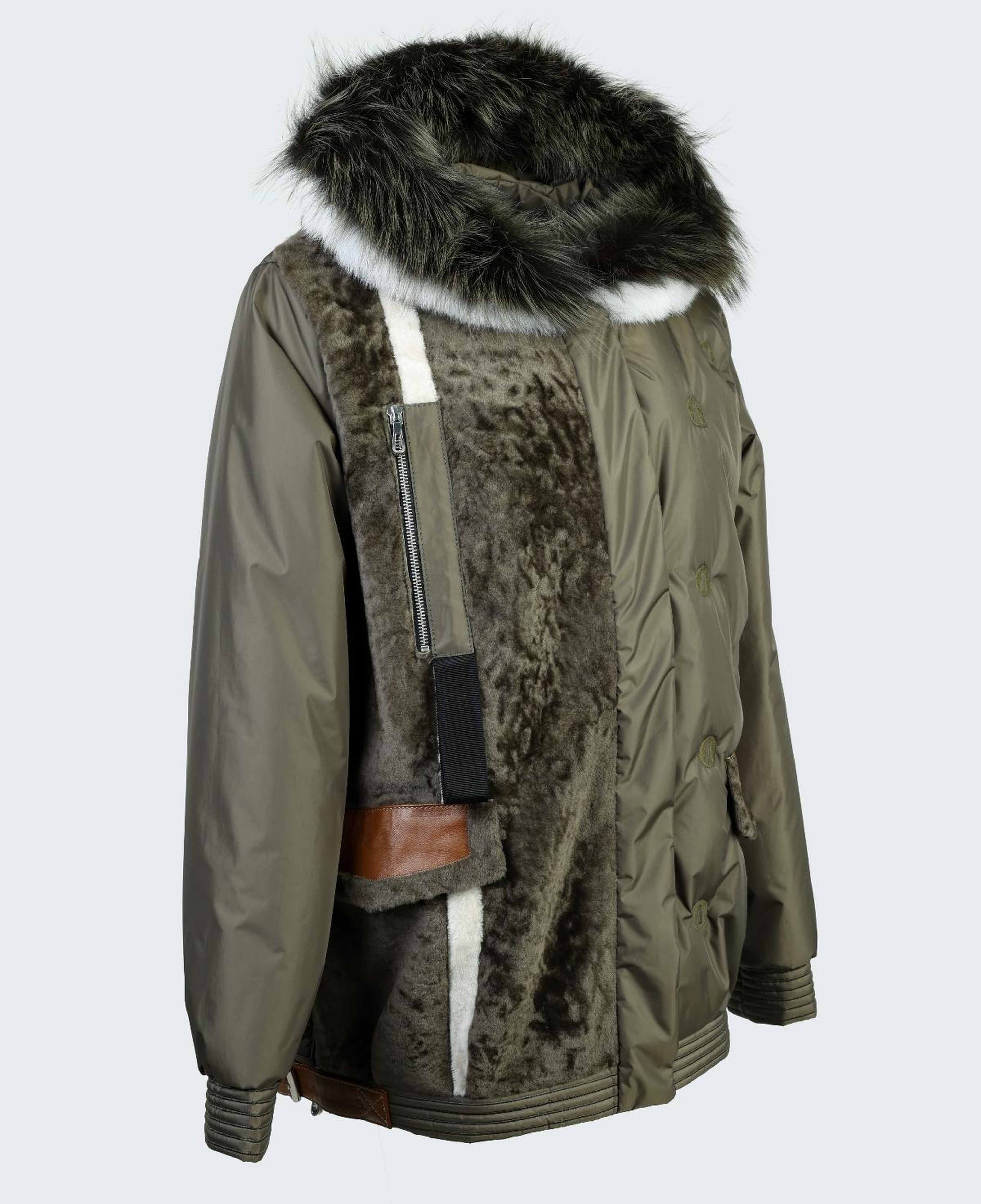 Valmenti Kadın Kürk/Deri/Kumaş Haki Mont