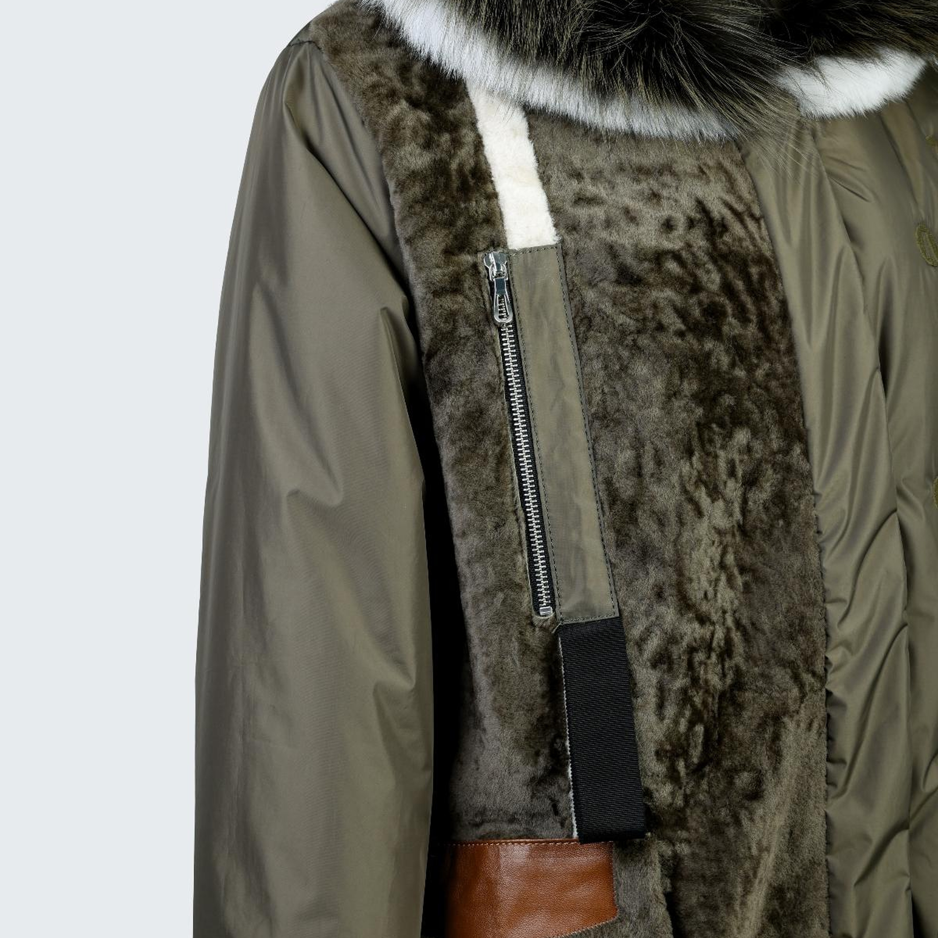 Valmenti Kadın Kürk/Deri/Kumaş Haki Mont