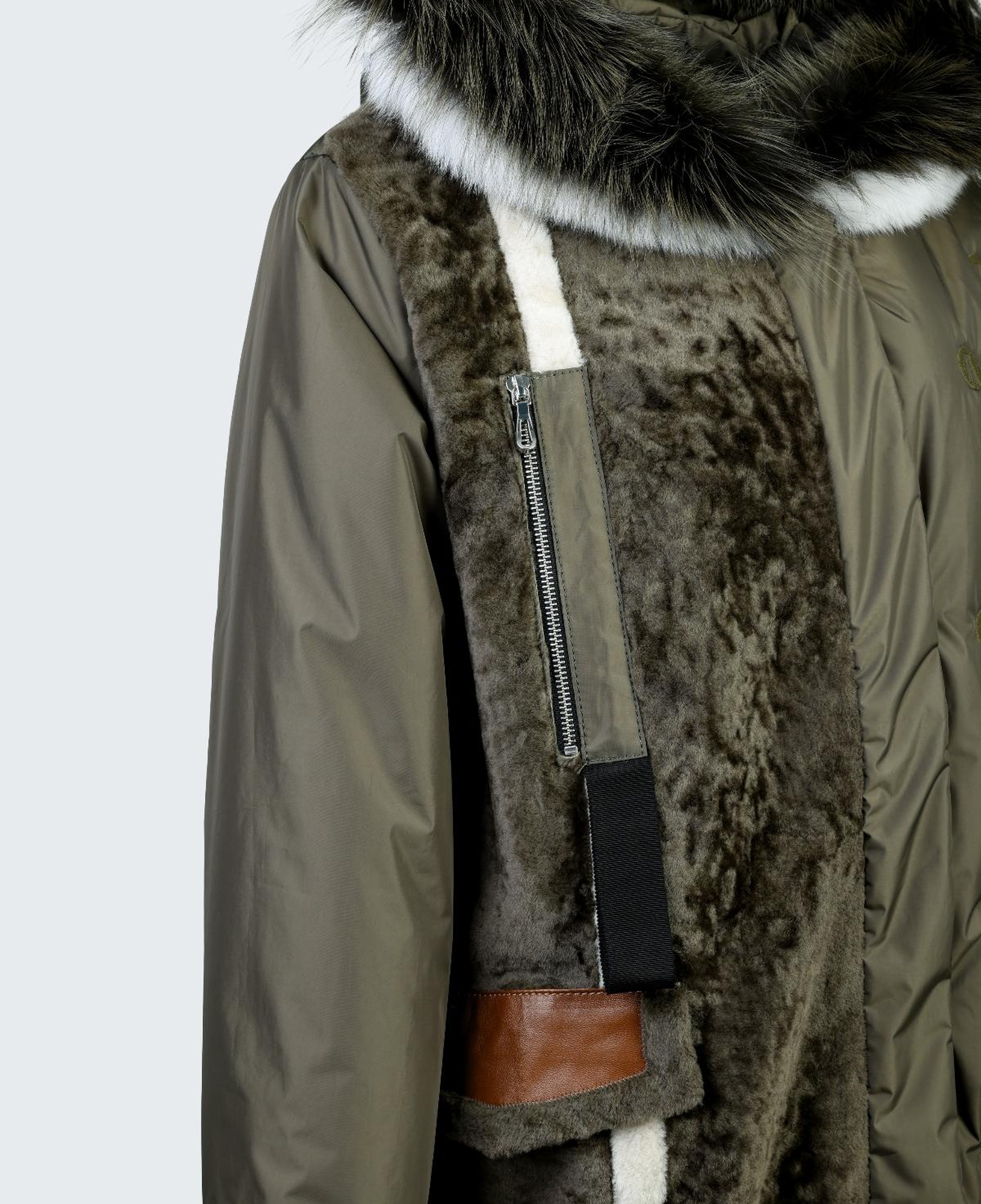 Valmenti Kadın Kürk/Deri/Kumaş Haki Mont