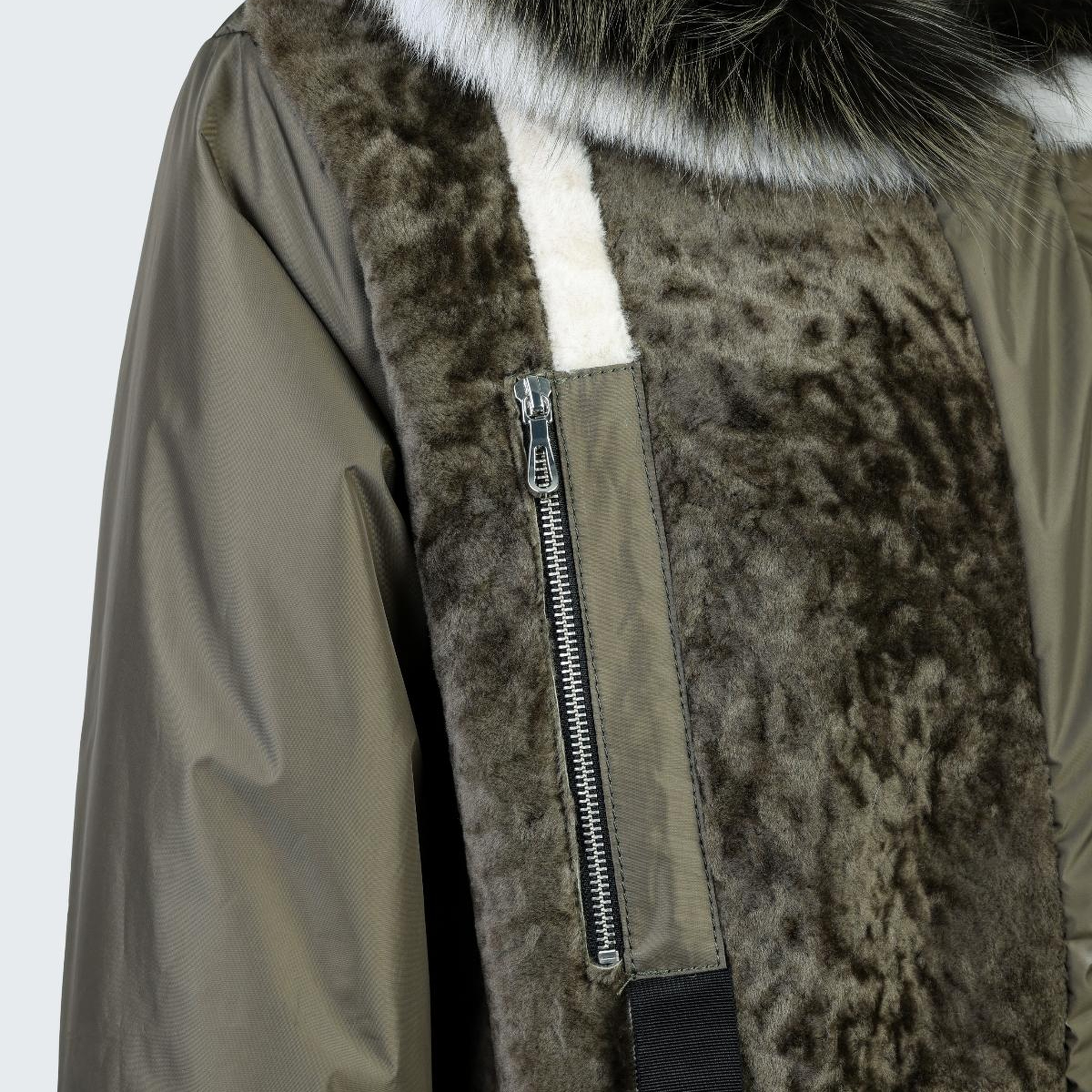 Valmenti Kadın Kürk/Deri/Kumaş Haki Mont