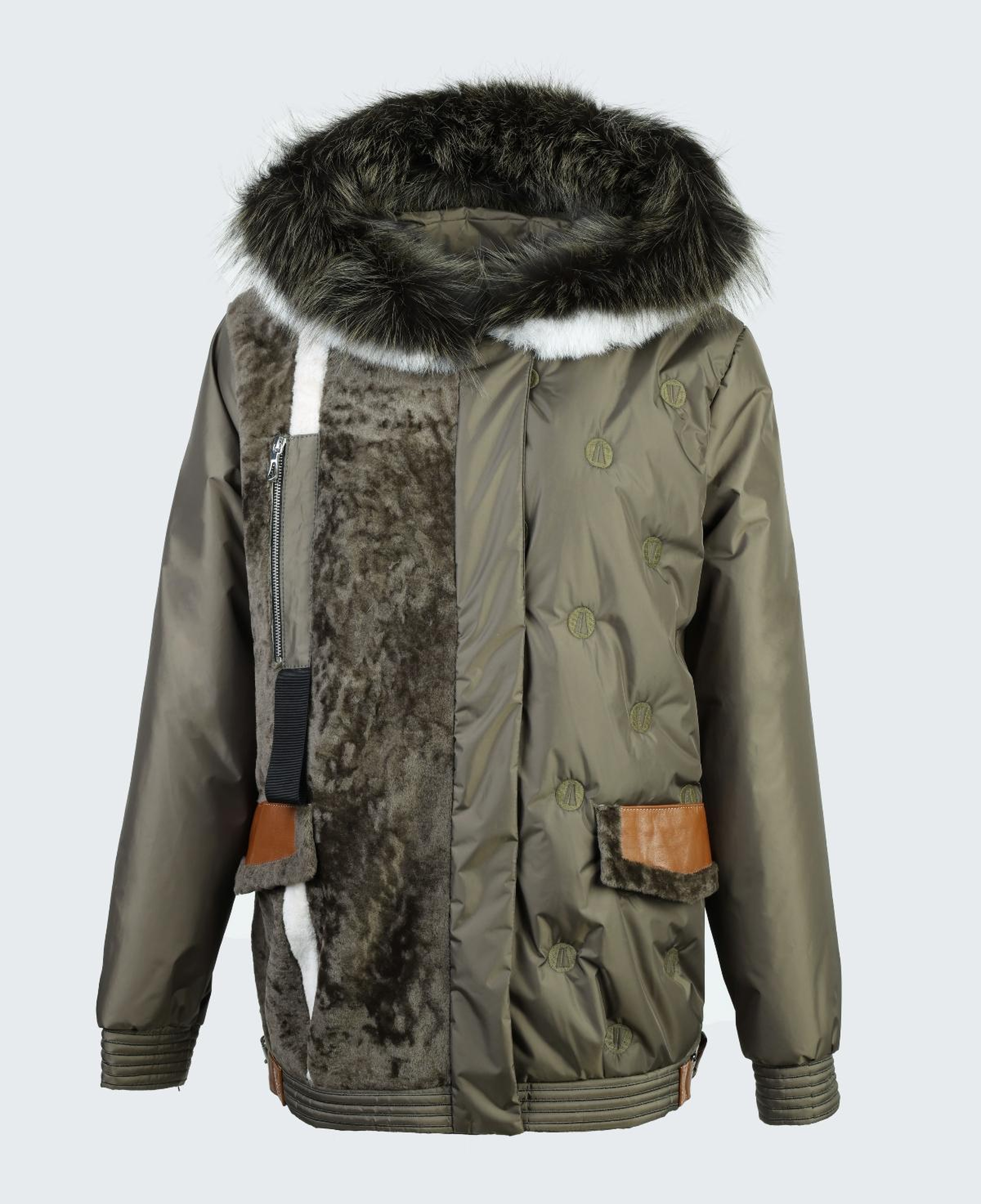 Valmenti Kadın Kürk/Deri/Kumaş Haki Mont