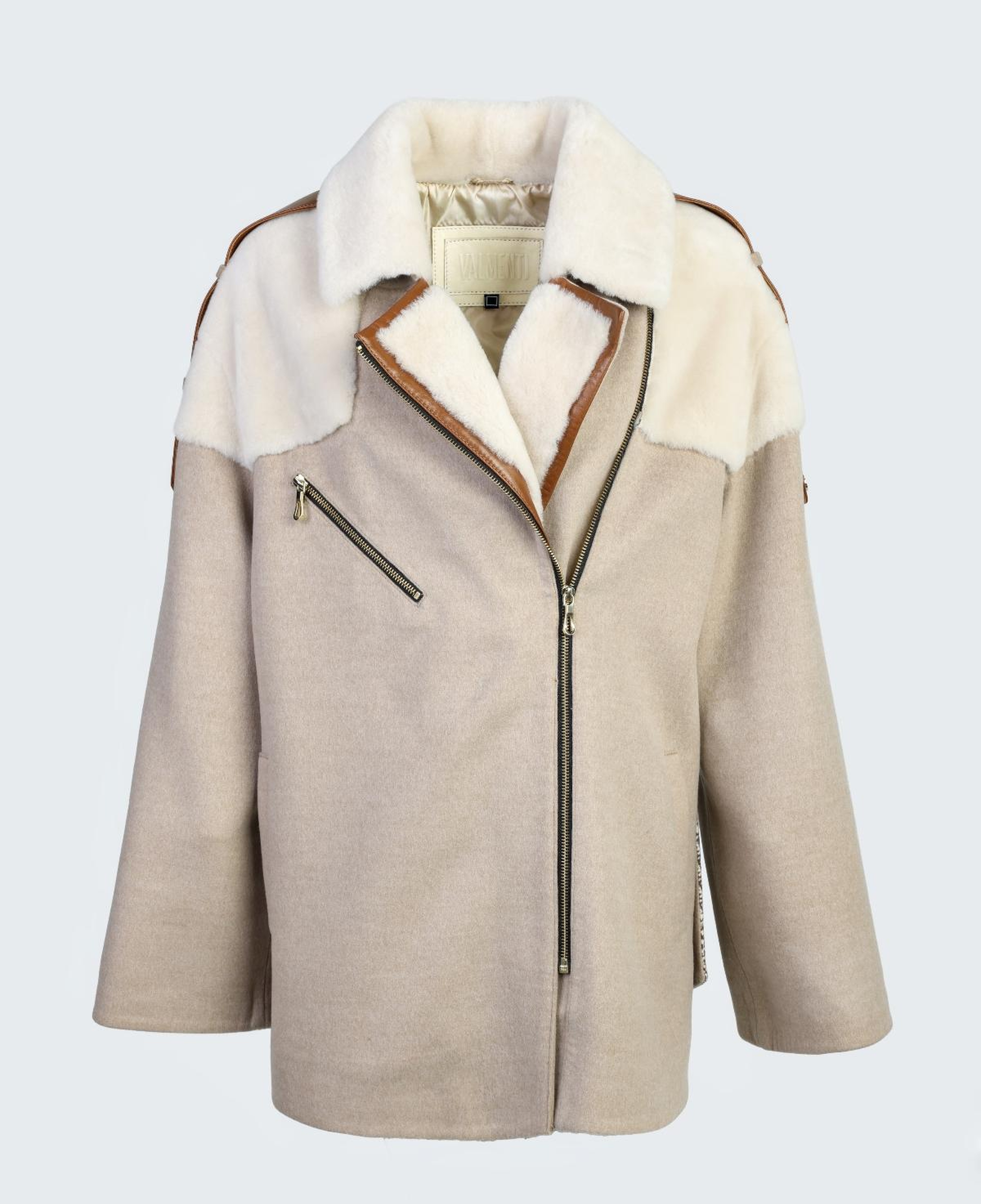 Valmenti Kadın Kürk/Deri/Kumaş Bej Mont