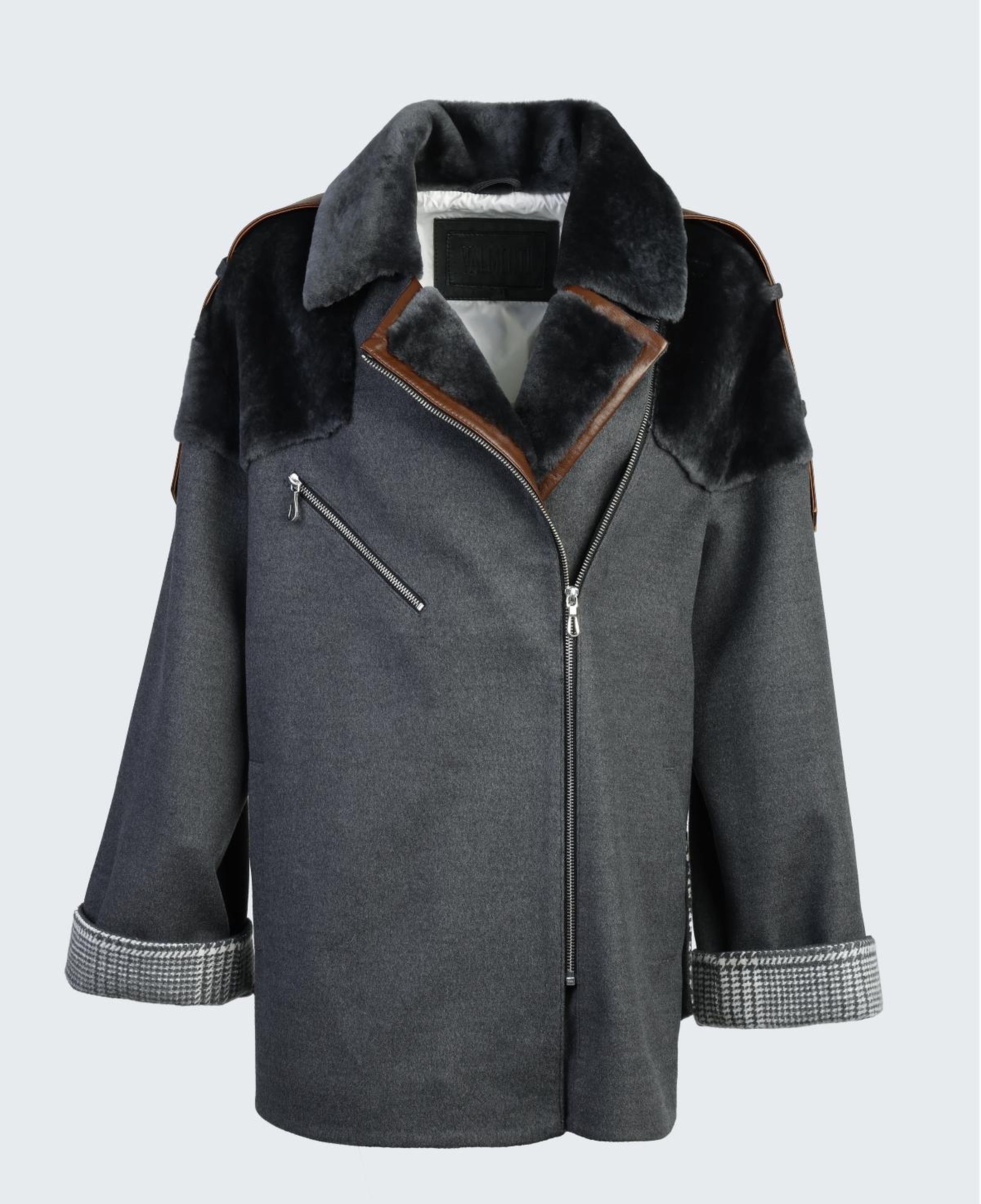 Valmenti Kadın Kürk/Deri/Kumaş Gri Mont