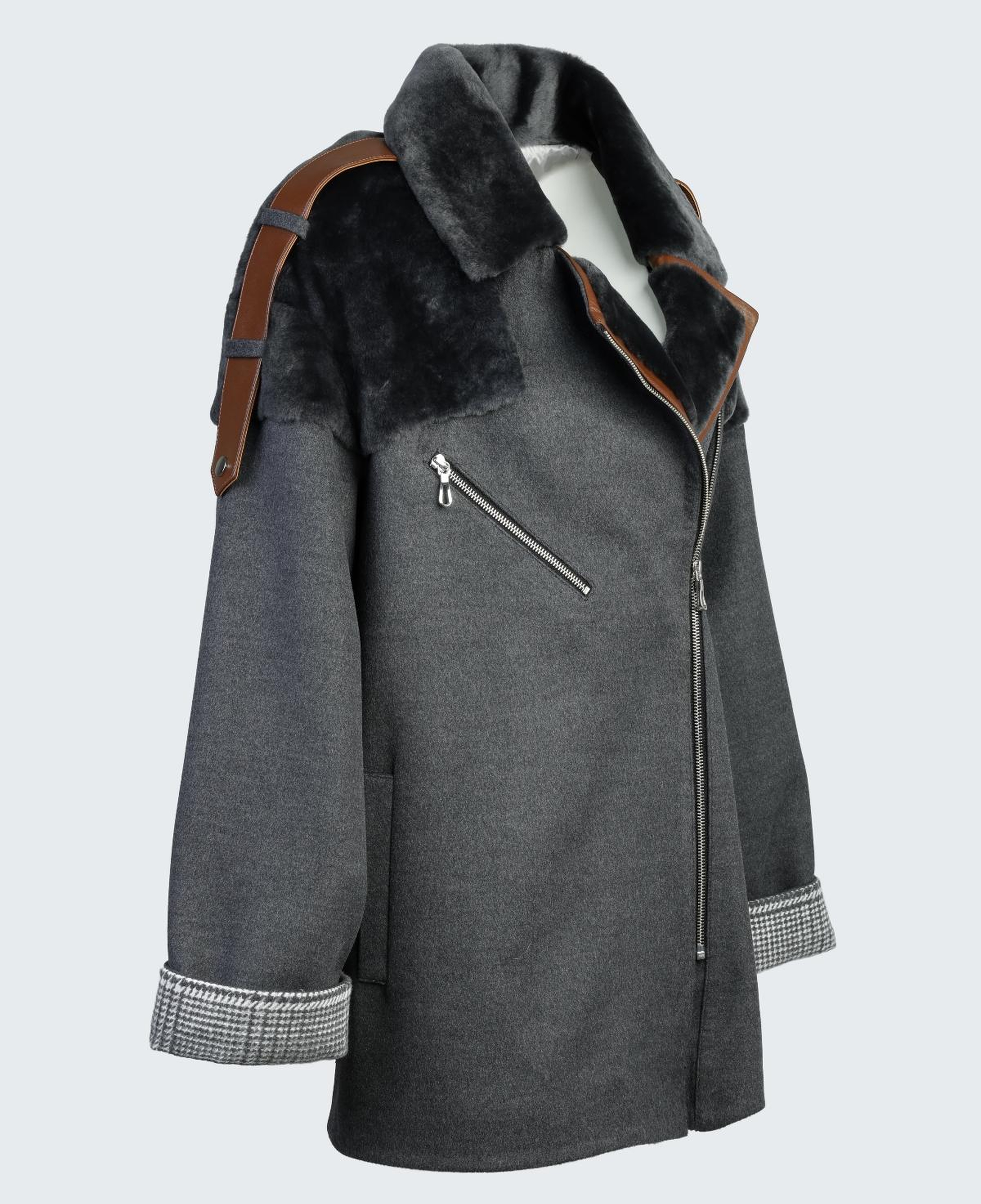 Valmenti Kadın Kürk/Deri/Kumaş Gri Mont