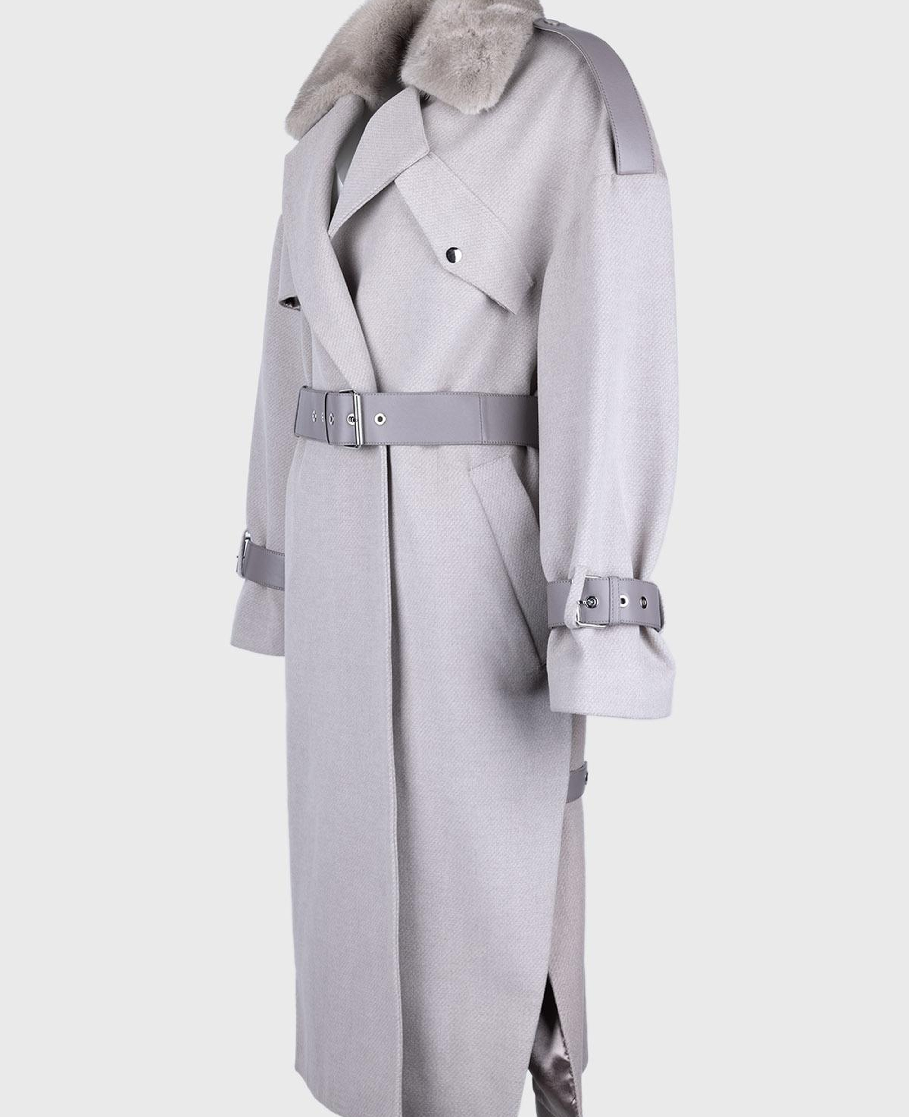 Valmenti Kadın Kürk/Deri/Kumaş Gri Mont