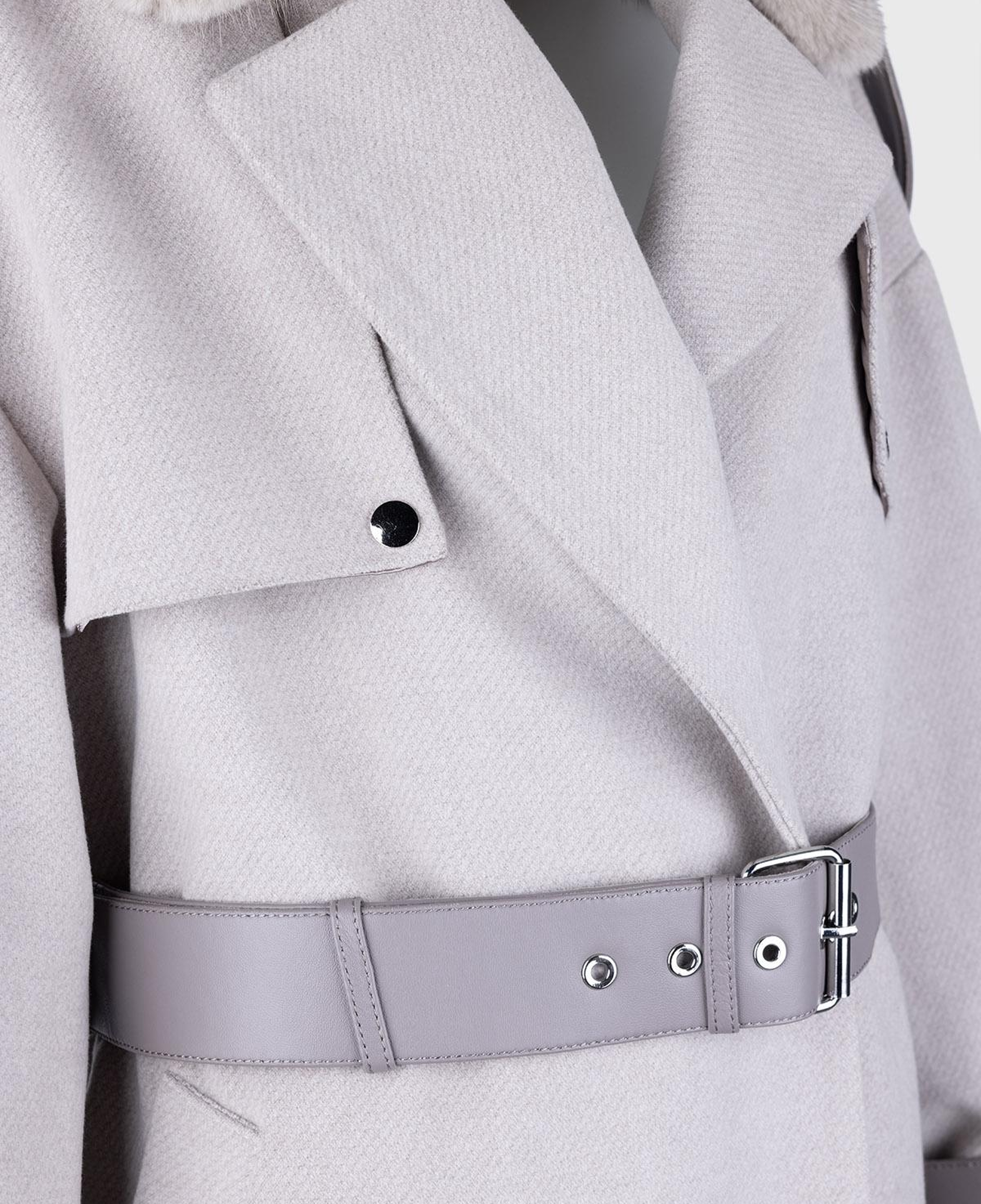 Valmenti Kadın Kürk/Deri/Kumaş Gri Mont