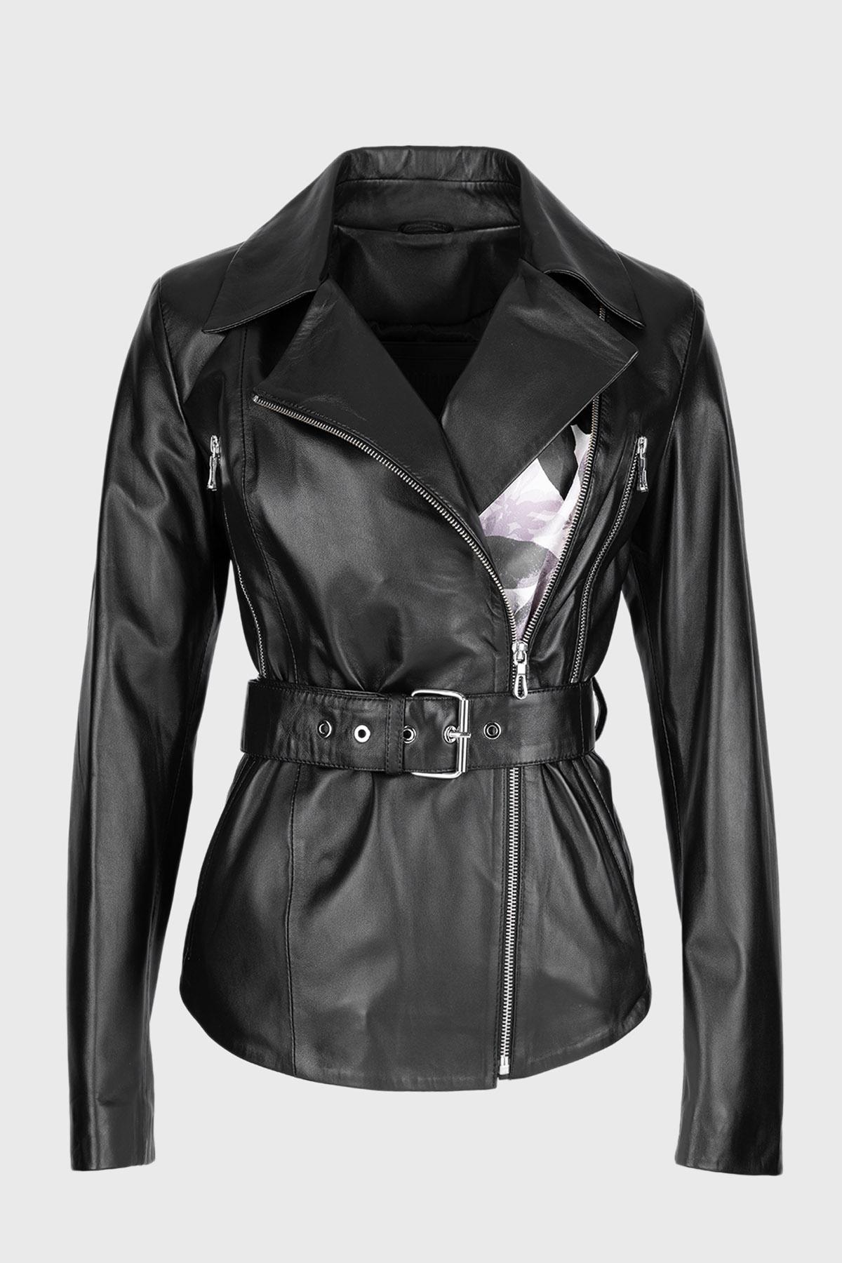 Valmenti Kadın Hakiki Deri Siyah Mont