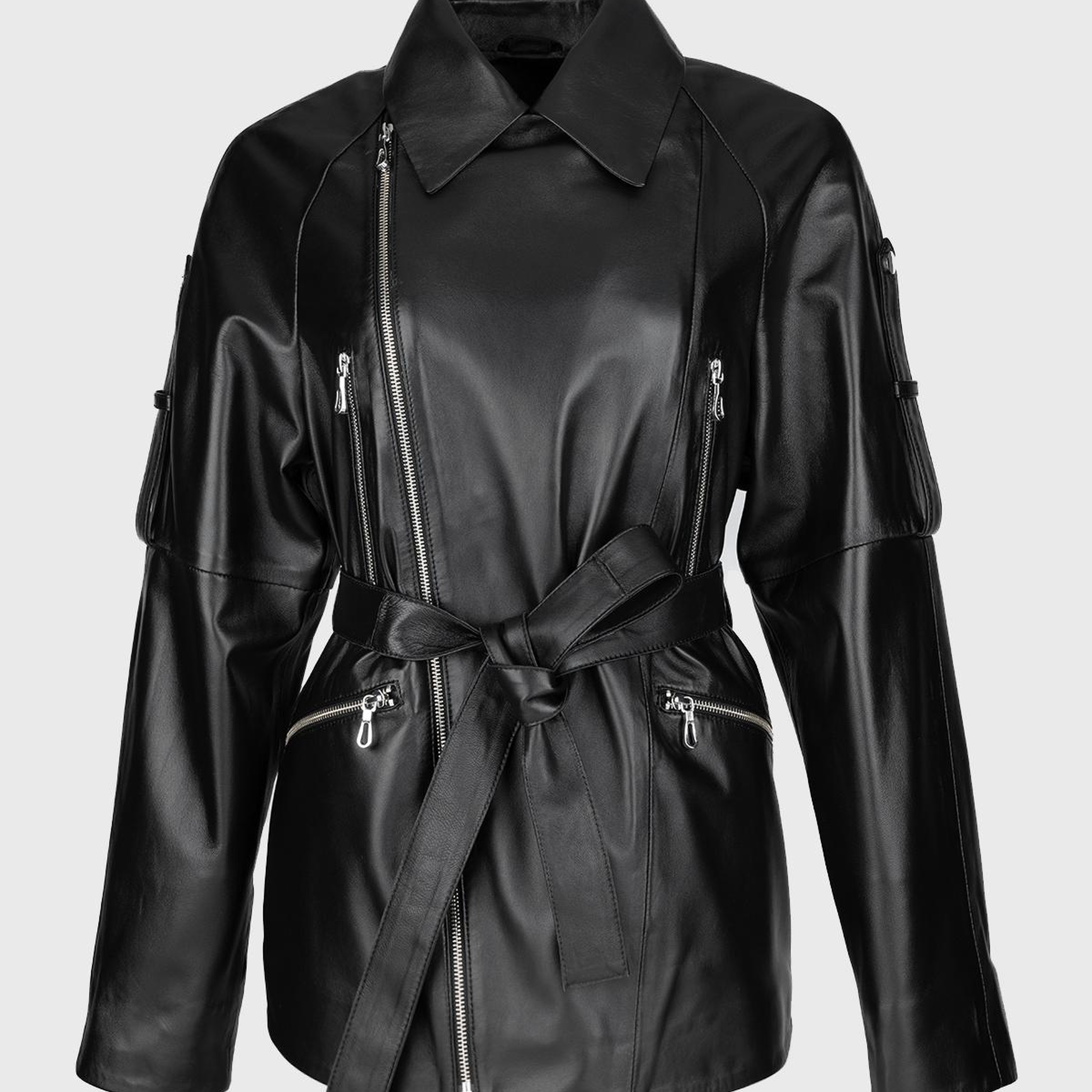 Valmenti Kadın Hakiki Deri Siyah Trençkot Deri Mont