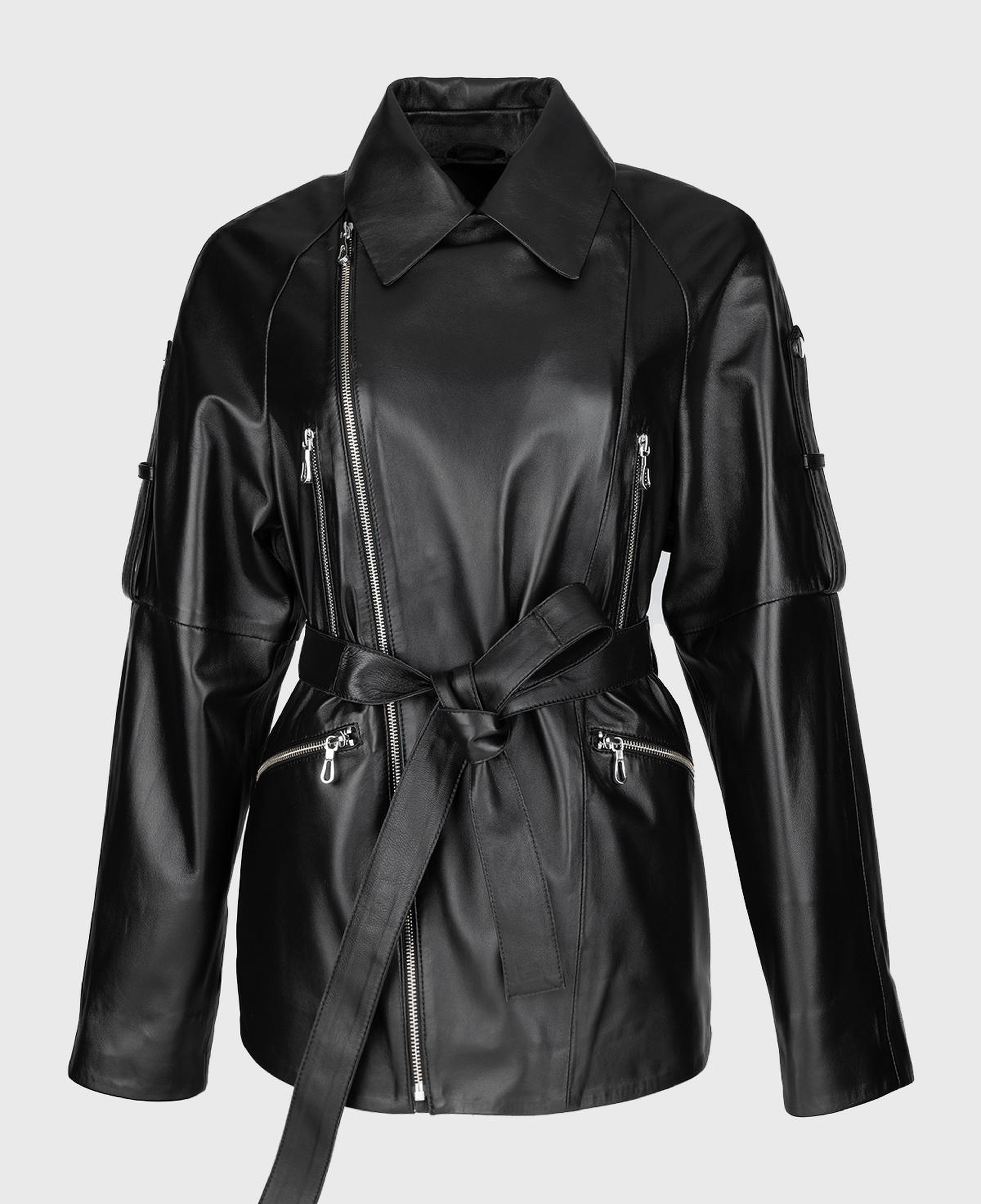 Valmenti Kadın Hakiki Deri Siyah Trençkot Deri Mont