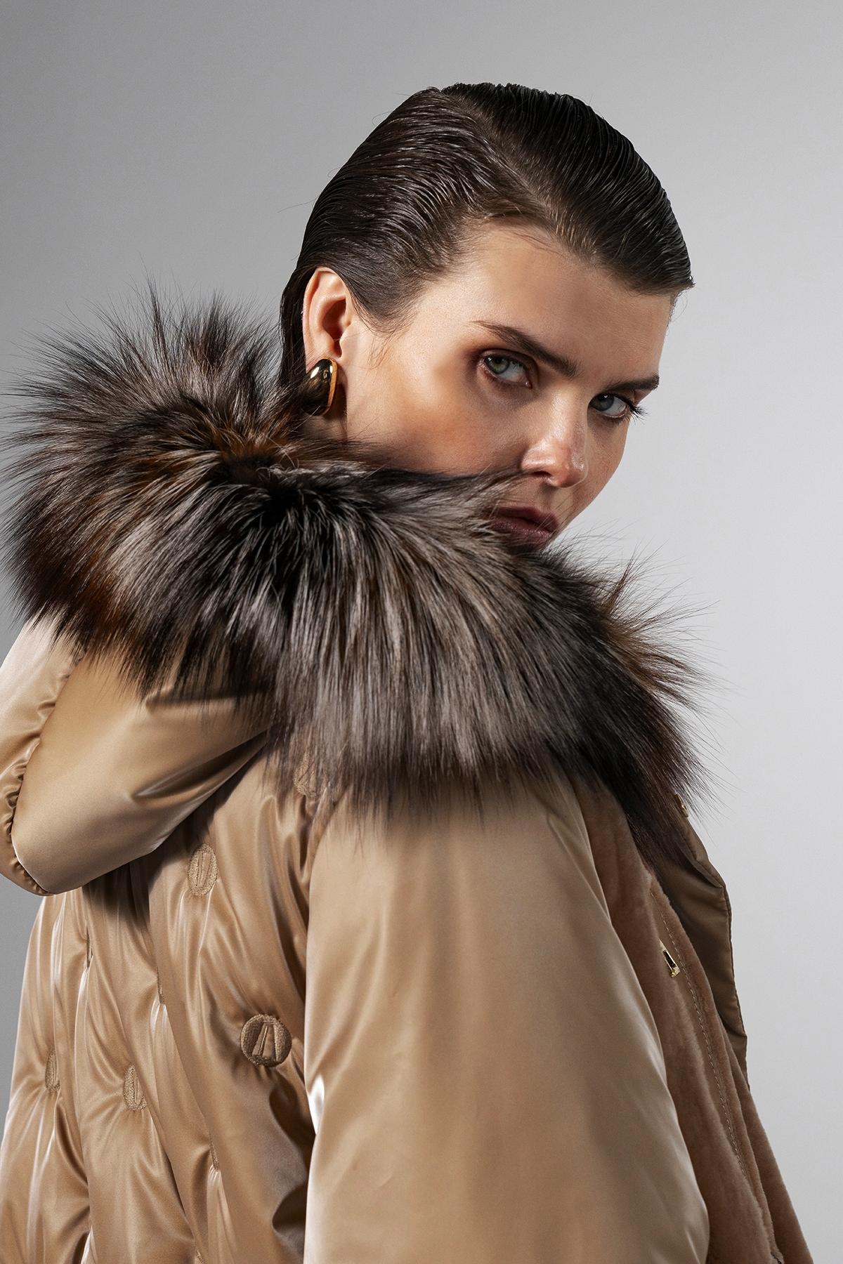 Valmenti Kadın Kürk/Deri/Kumaş Camel Mont