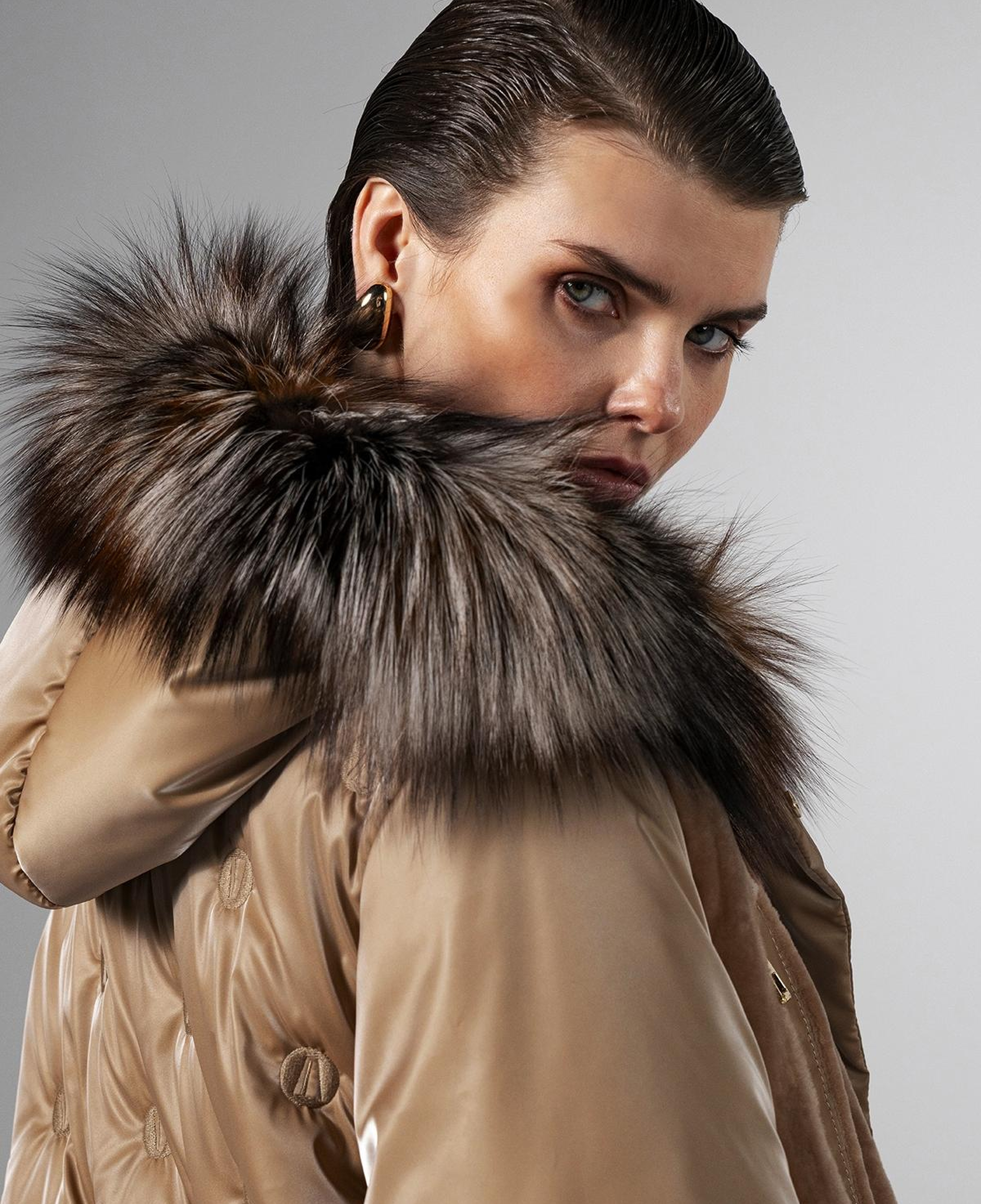 Valmenti Kadın Kürk/Deri/Kumaş Camel Mont