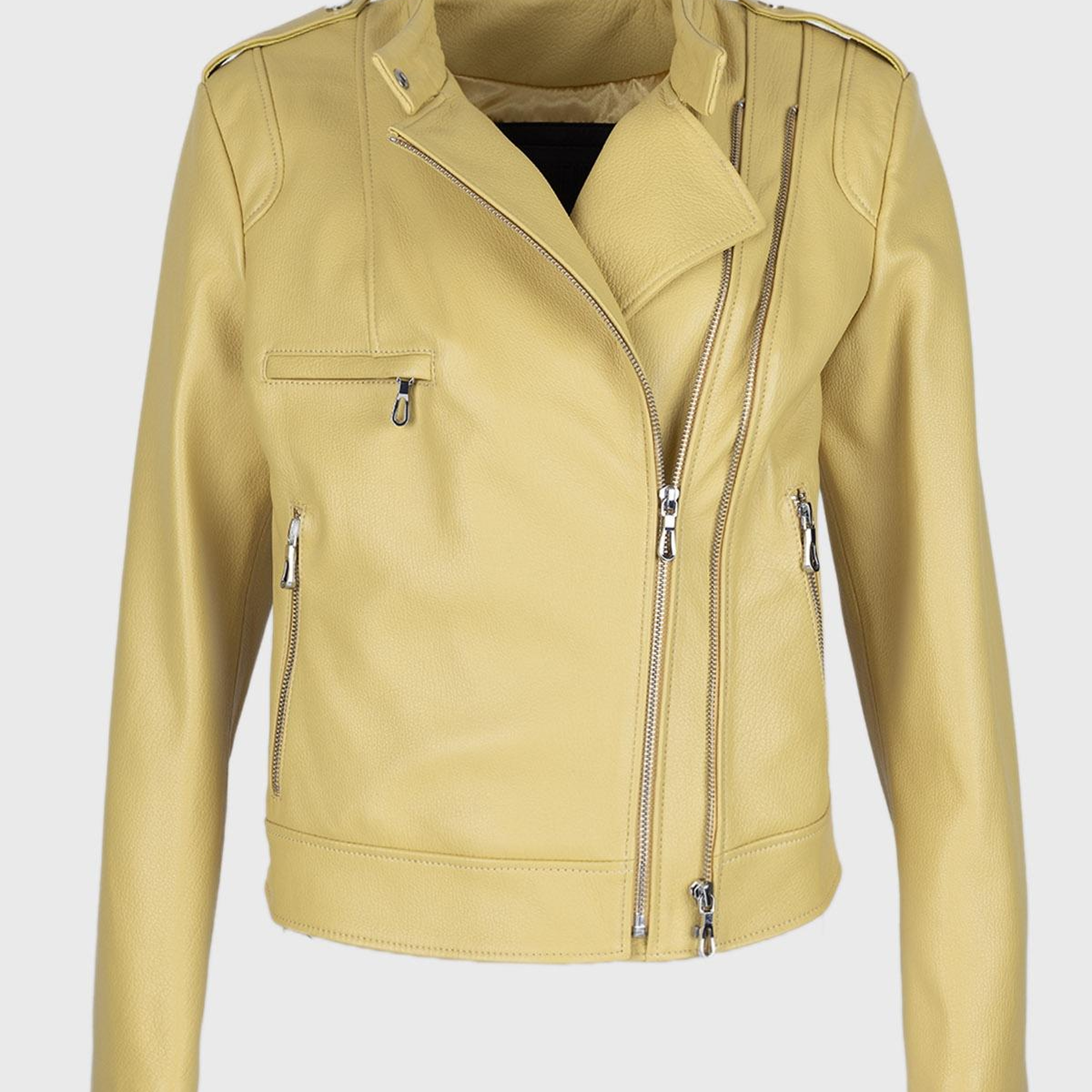 Valmenti Kadın Hakiki Deri Sarı Mont