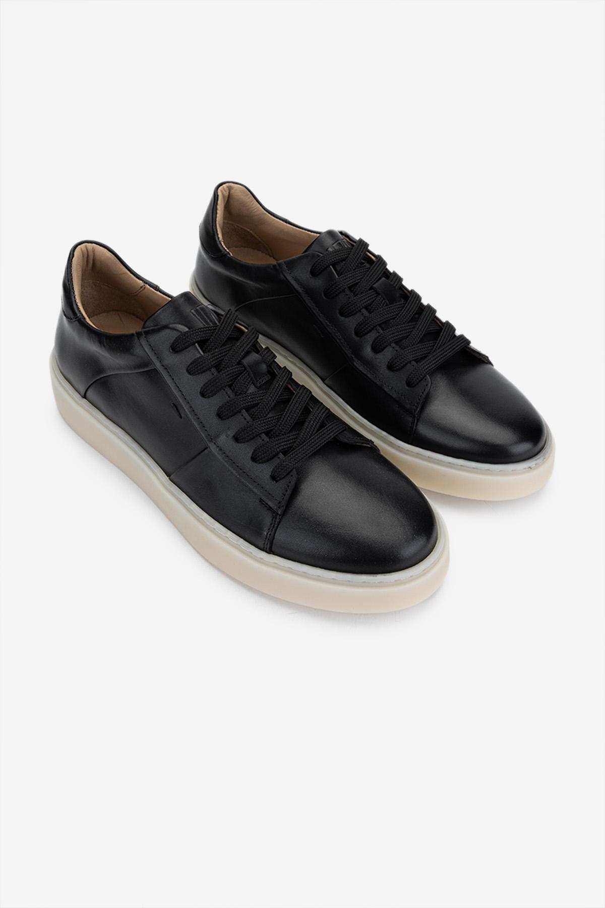 Valmenti Erkek Hakiki Deri Siyah Sneakers & Spor Ayakkabı