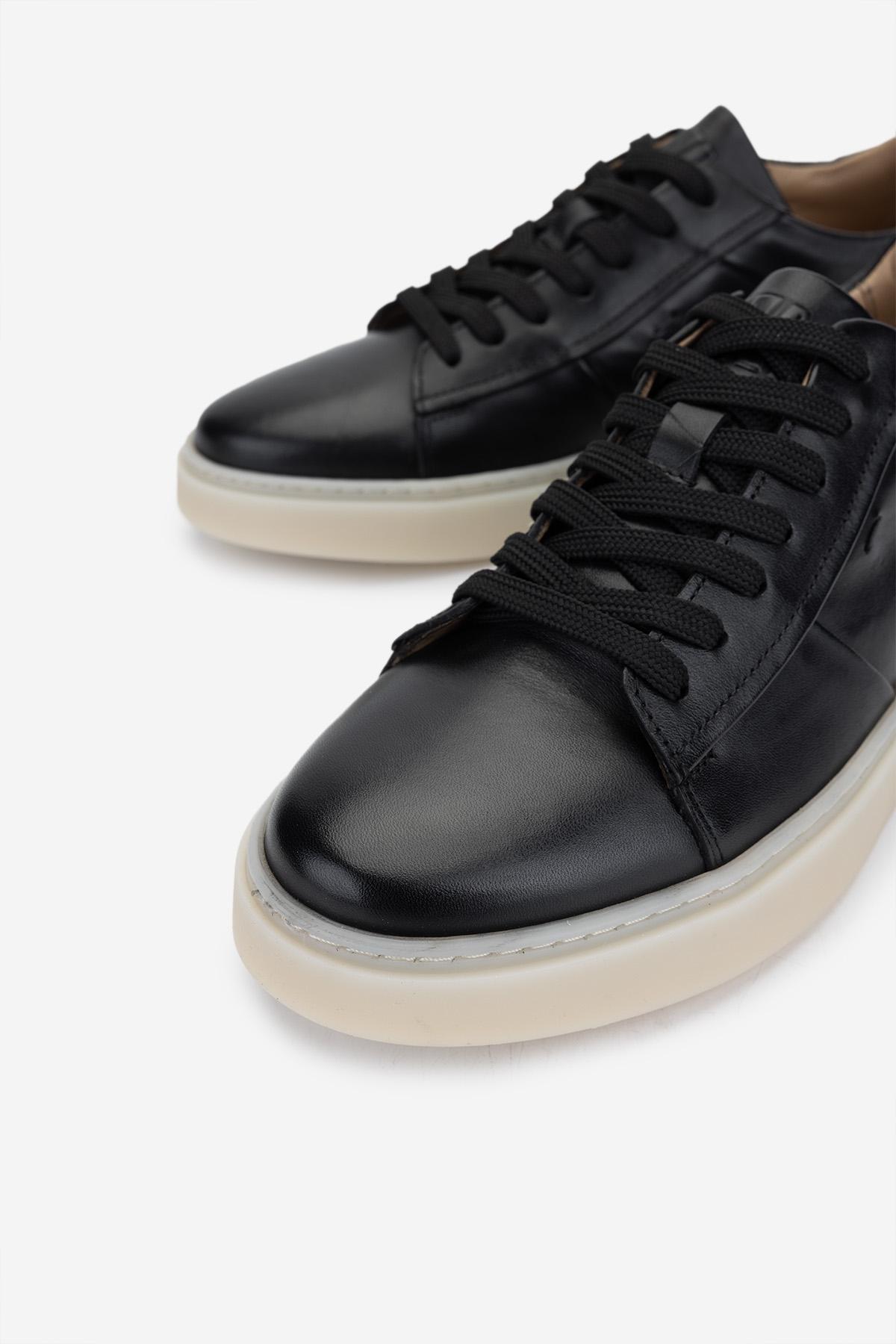 Valmenti Erkek Hakiki Deri Siyah Sneakers & Spor Ayakkabı