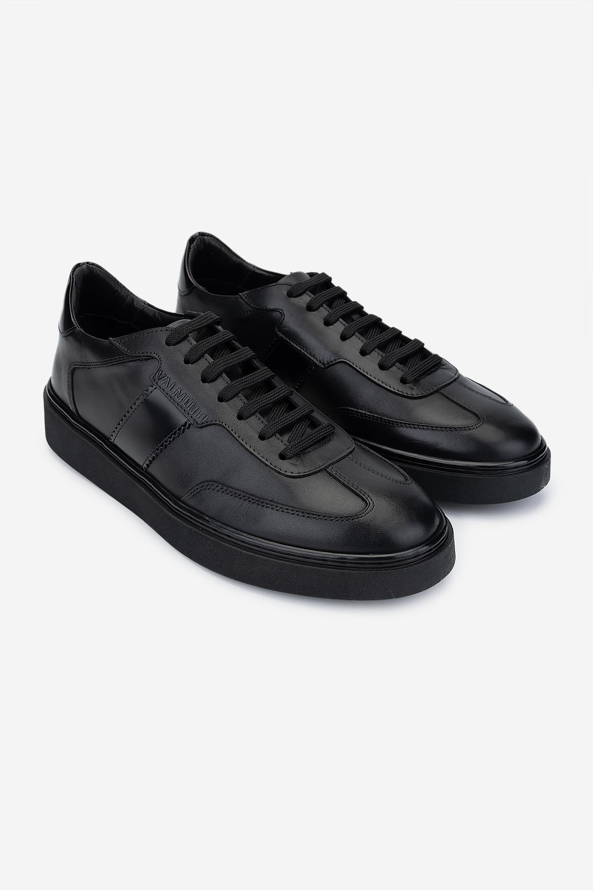 Valmenti Erkek Hakiki Deri Siyah Sneakers & Spor Ayakkabı